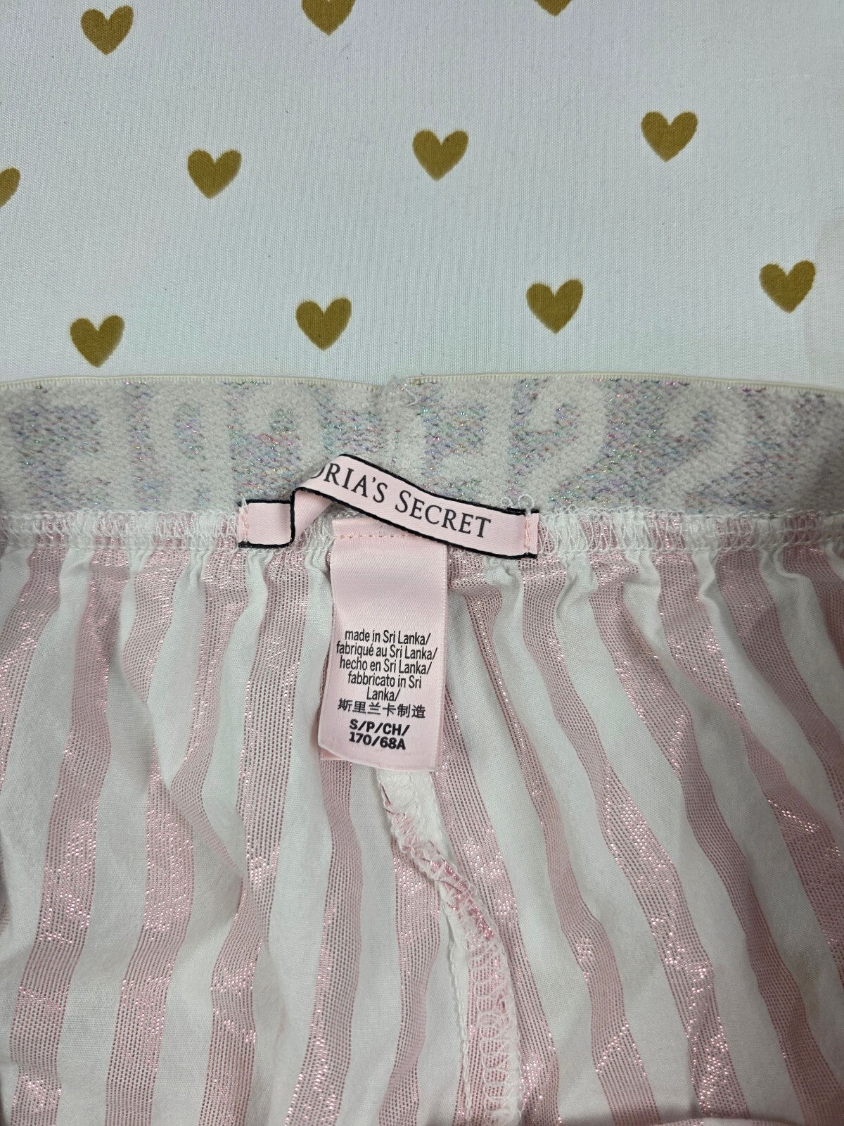 Victorias Secret PINK Stripe Shimmer Small Sleep Shorts Boxers Pajama Bottoms