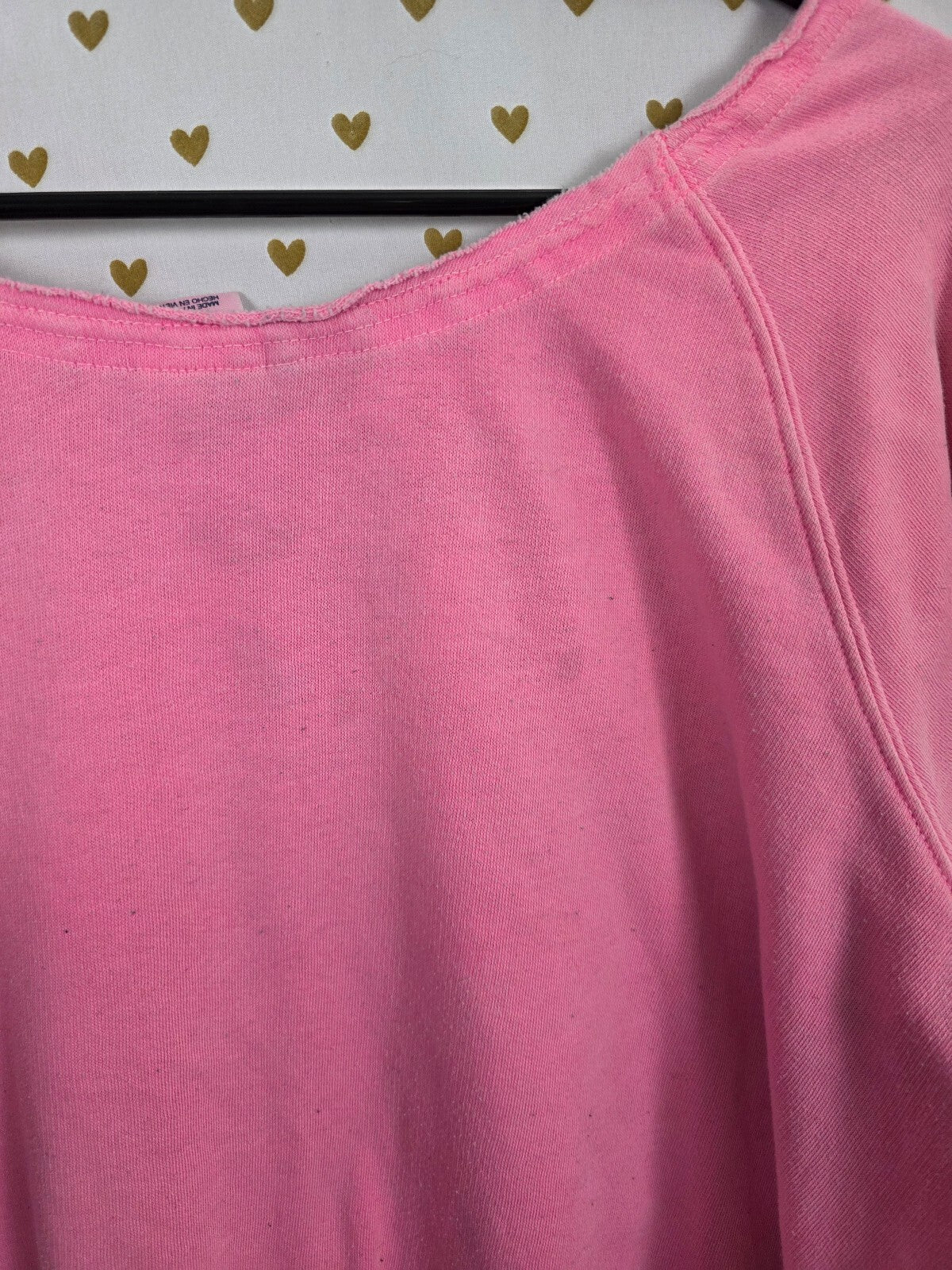 Victorias Secret Pink Slouchy Vintage Off Shoulder Sweater Shirt Medium