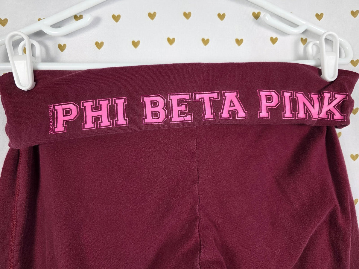 Vintage 2006 Victoria's Secret PINK Phi Beta PINK Foldover Flare Yoga Pants M