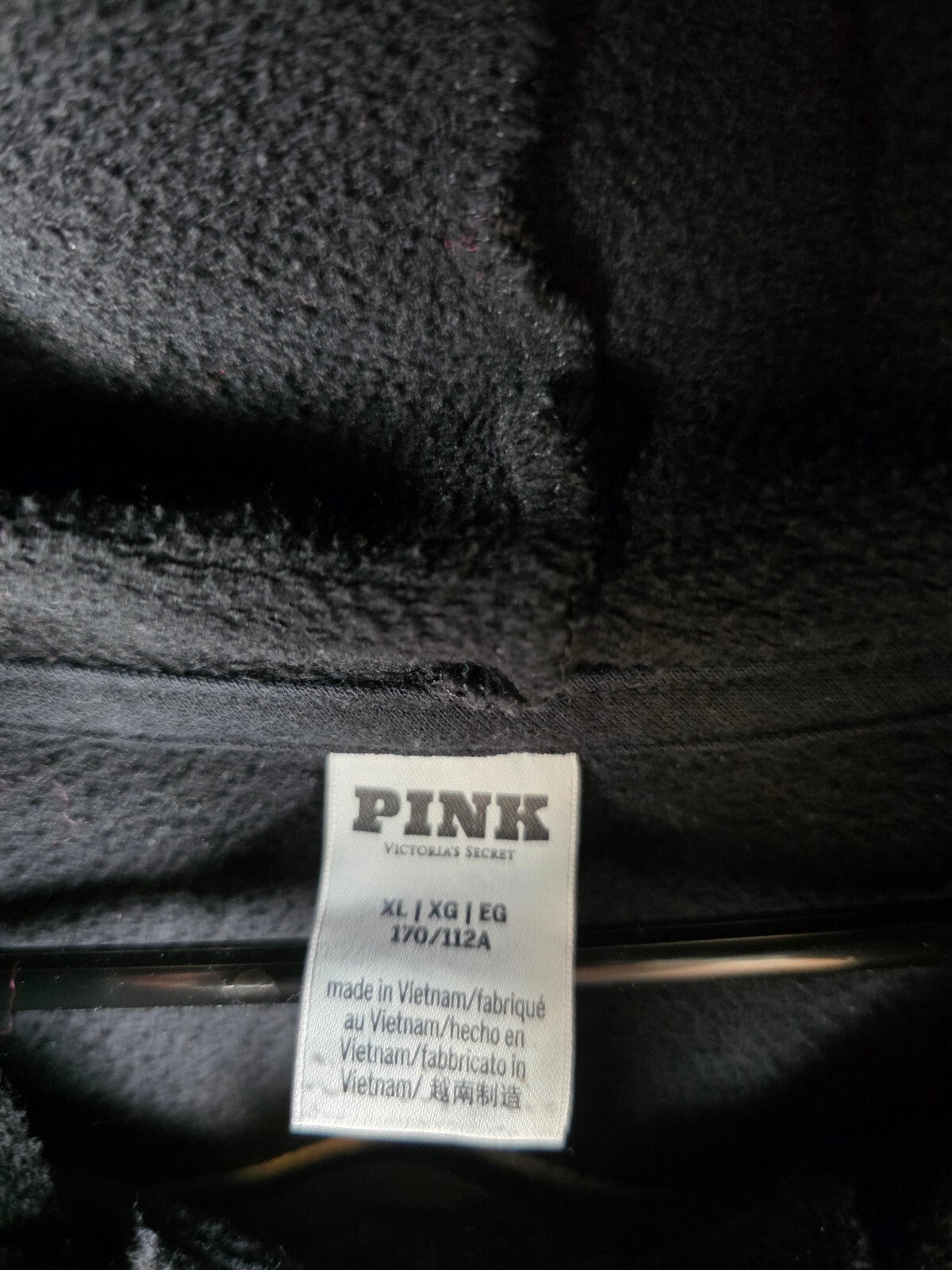 Victorias Secret Pink Logo Full zip black hoodie Jacket Coat XL Oversized