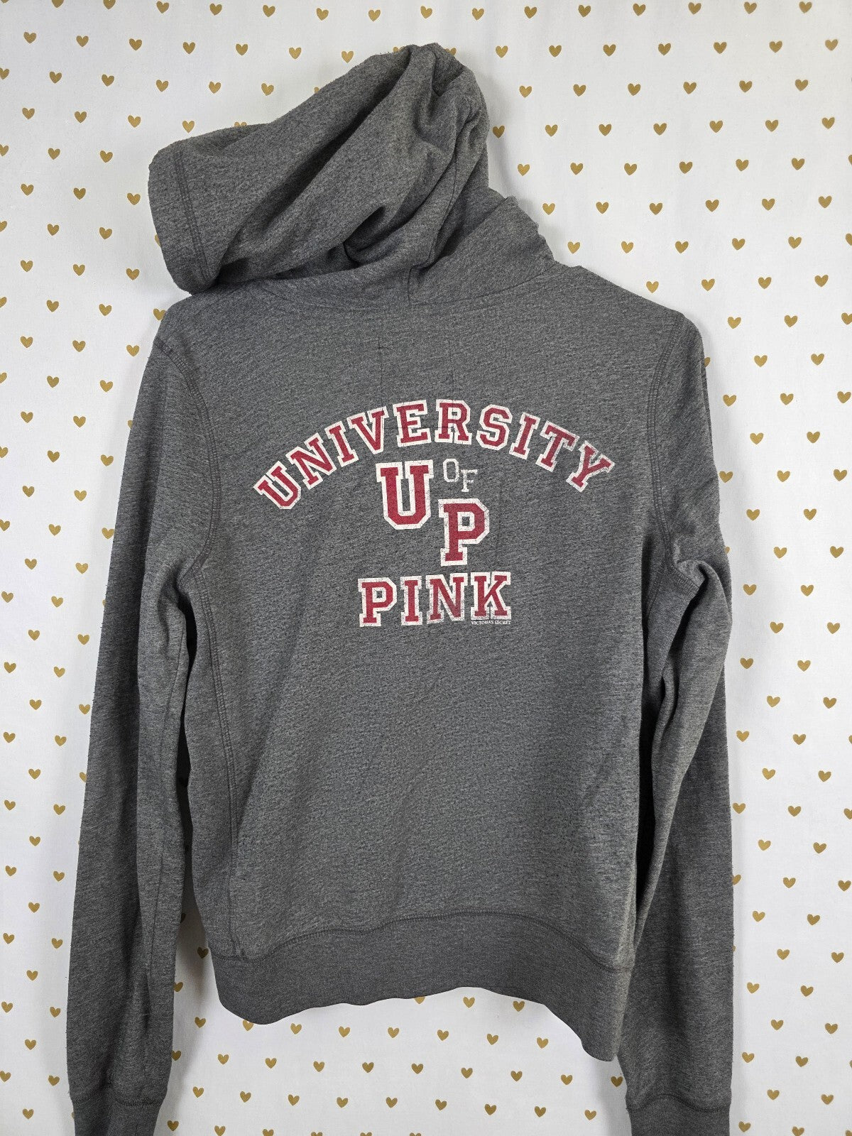 Victorias Secret Pink Vintage Y2k University Large Grey Full Zip Hoodie Jacket