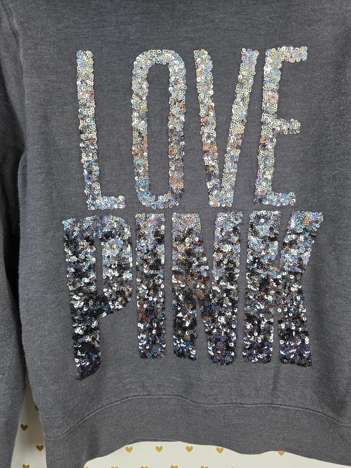 Victorias Secret Pink Vintage Y2k Gradient Bling Logo Hoodie Jacket XS Grey