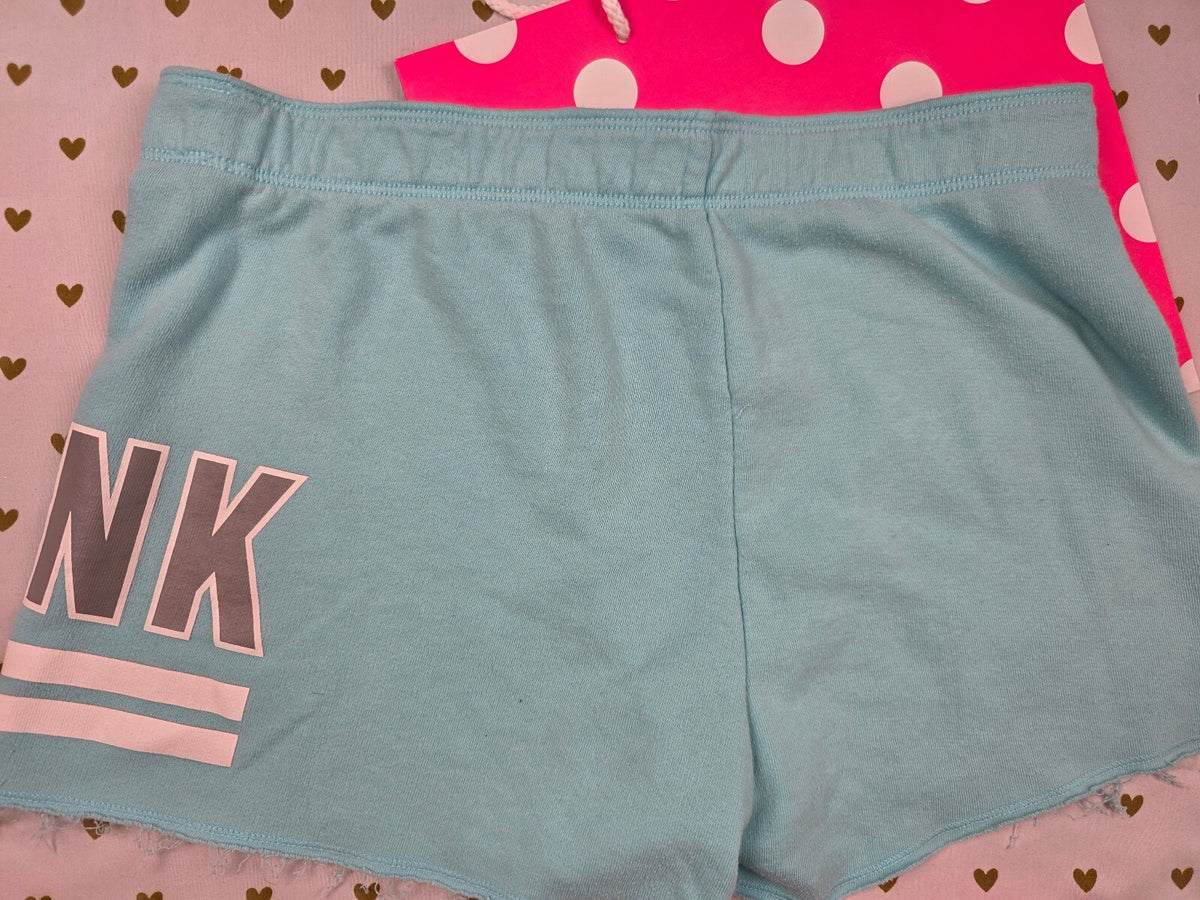 Victorias Secret PINK Foldover Logo sweat shorts Blue SMALL