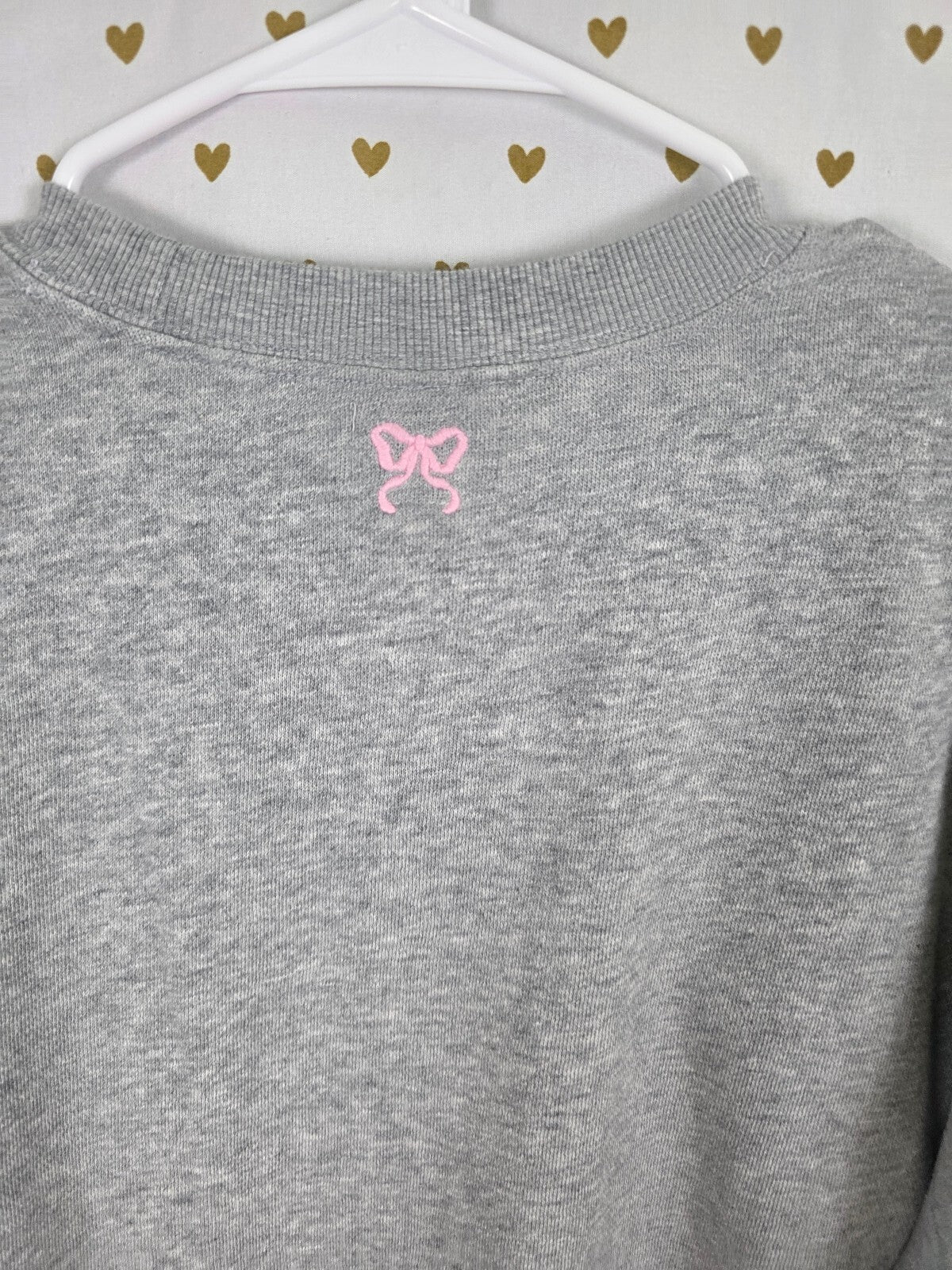 PINK x LoveShackFancy Oversized Crew Sweatshirt Large Gray Logo Bow Limited