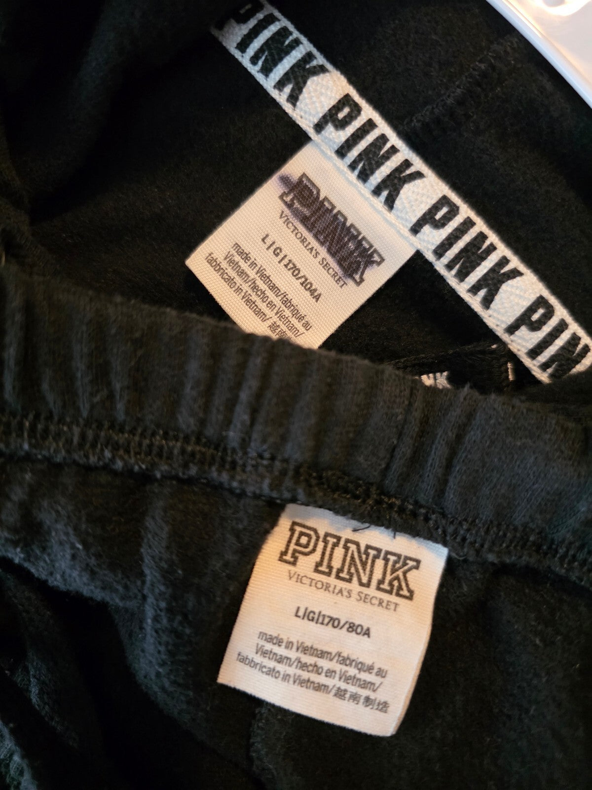 Victorias Secret Pink BLING Sequined Matching JACKET & Sweatpants SET LARGE 2pc