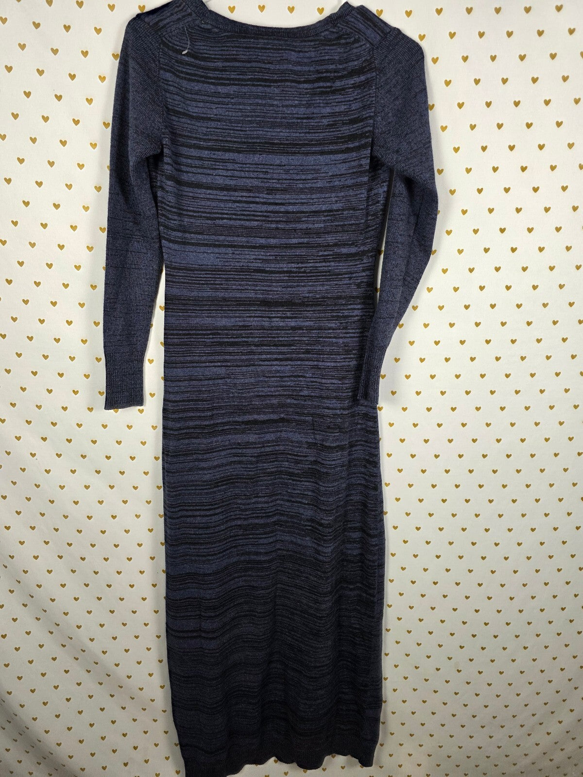 Victoria's Secret Blue Black Space Dye Sweater Knit Maxi Dress Small