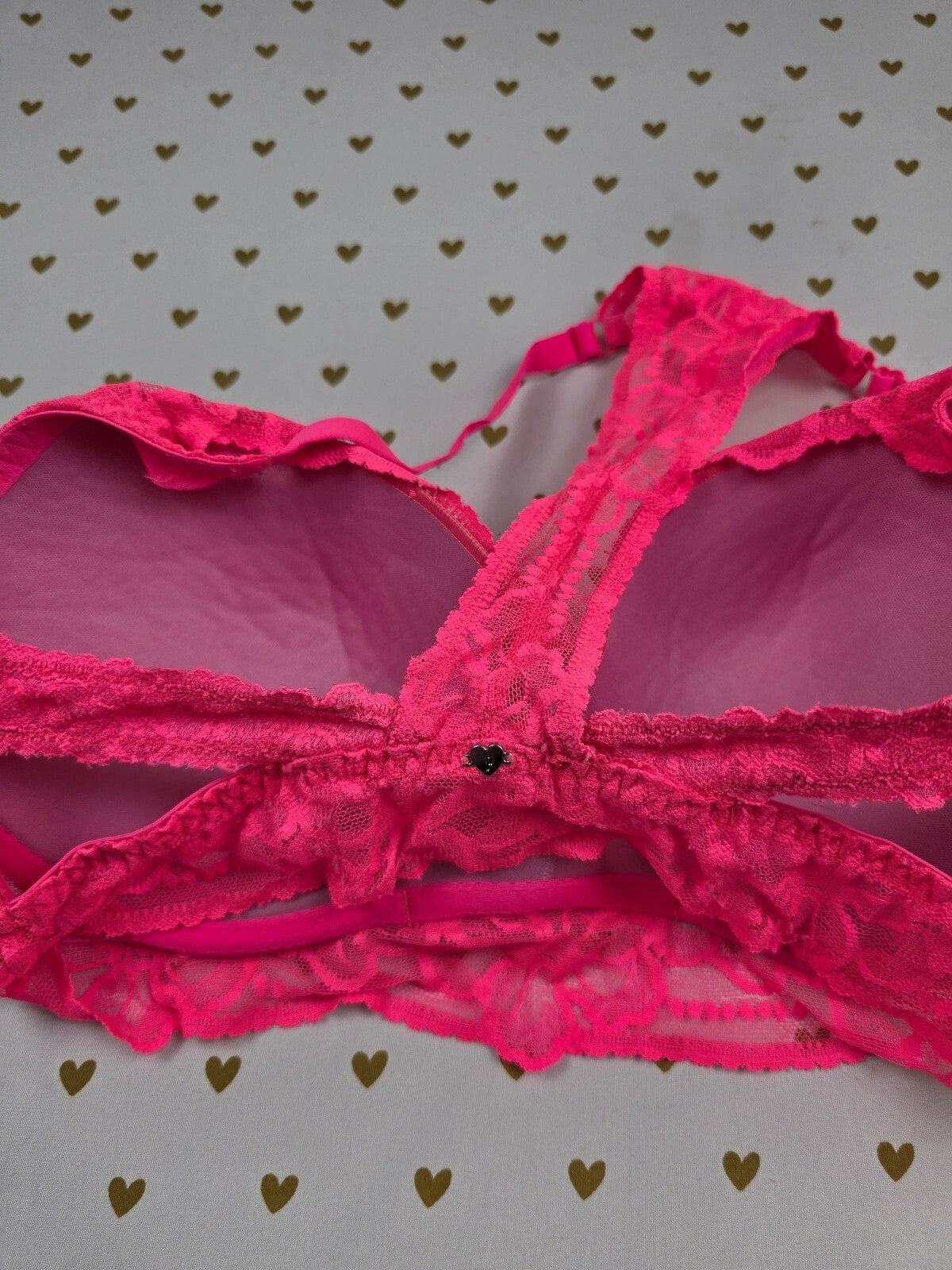 Victorias Secret Pink Neon Lacey Medium Bralette Bra Top Tank