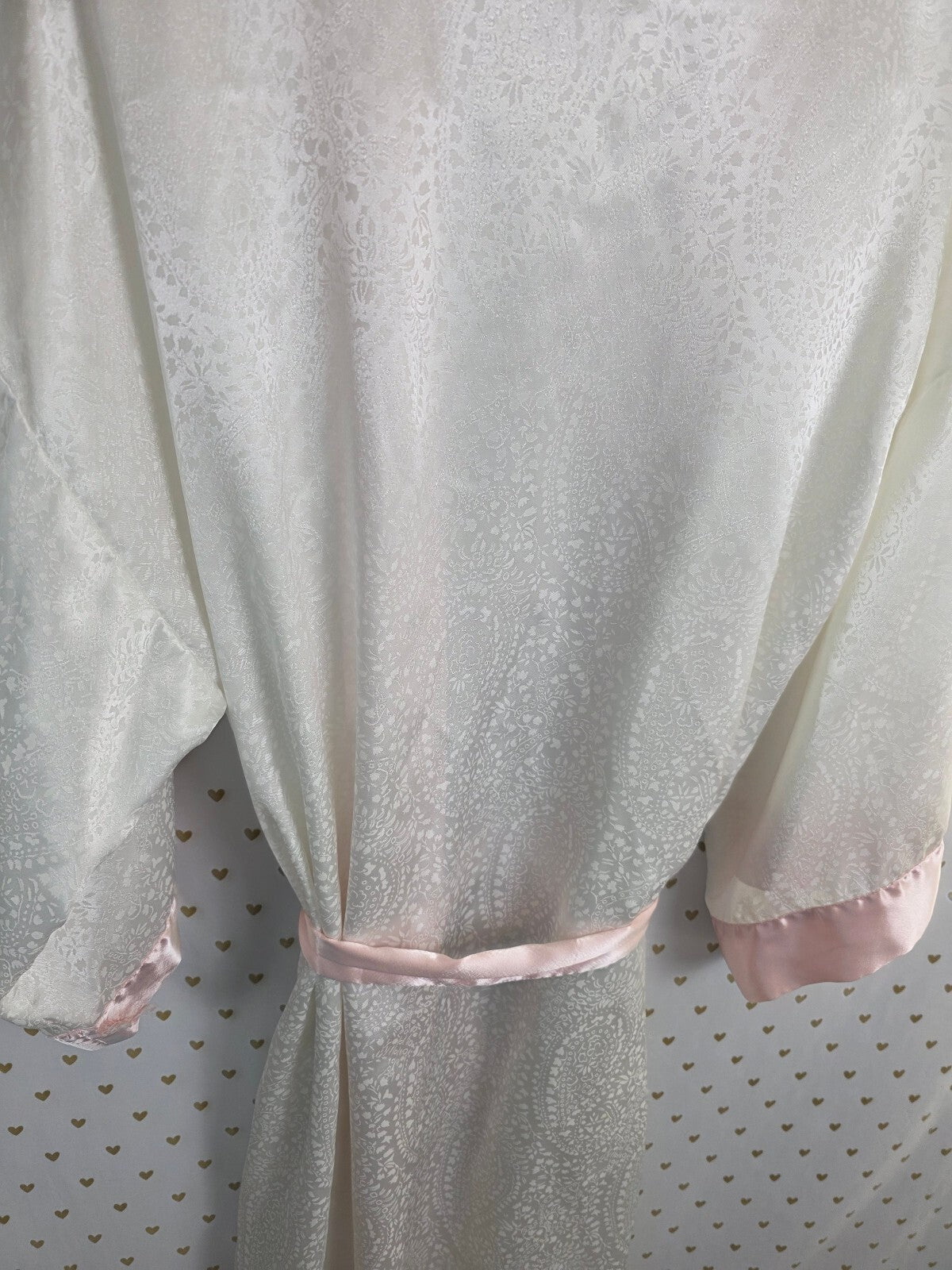 Vintage Victoria's Secret Gold Label Satin Nightgown Robe Set Pink Ivory M