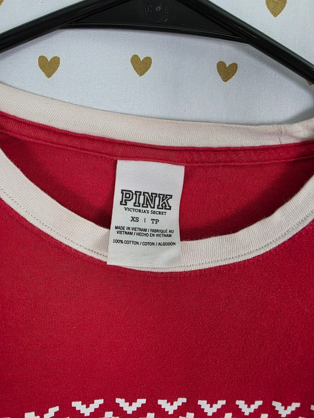Victorias Secret PINK Nation Red Winter Long Sleeve Tee XS