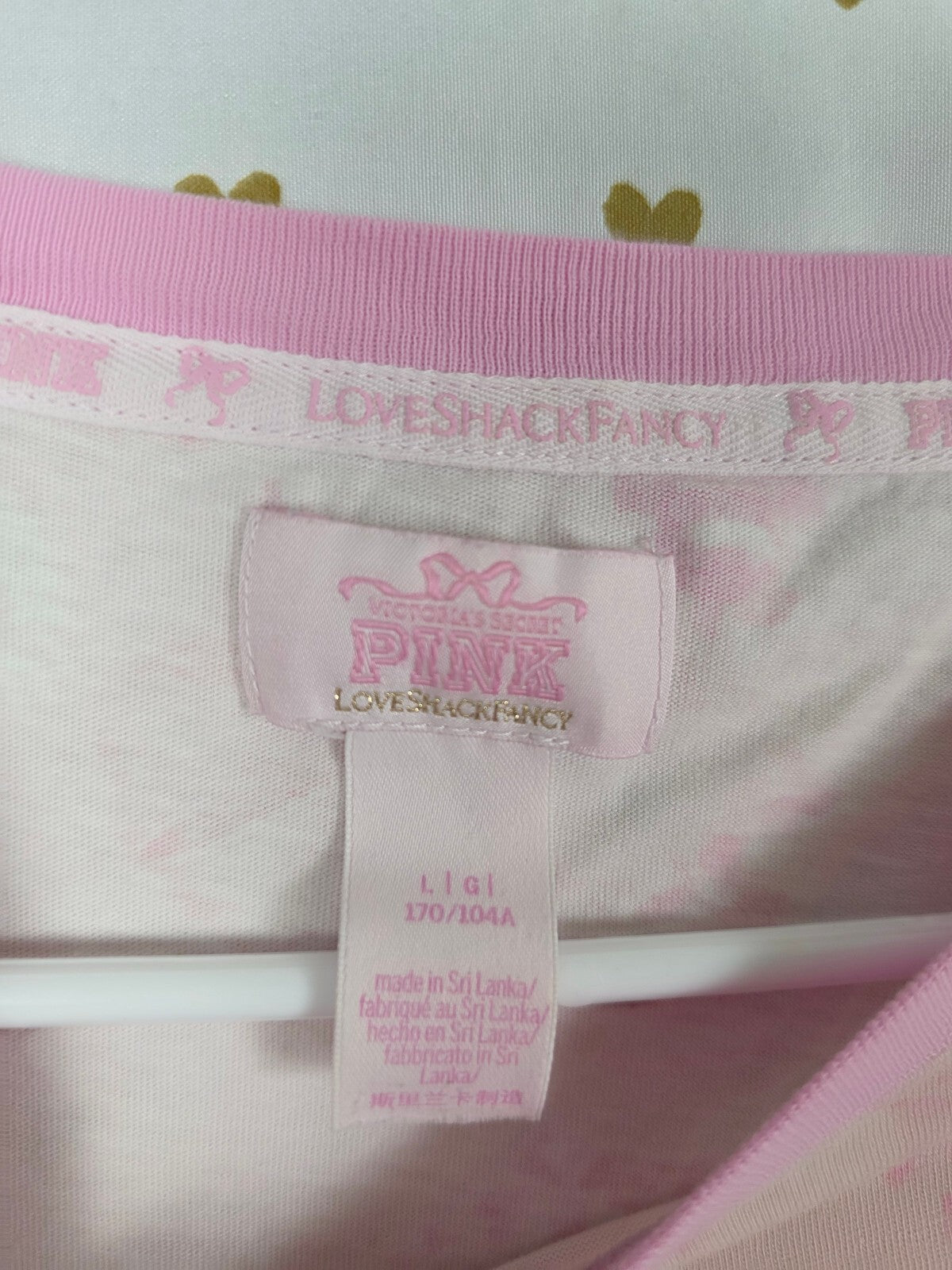 Victorias Secret PINK LOVESHACKFANCY Floral Campus Tee Large LOVESHACK Bows