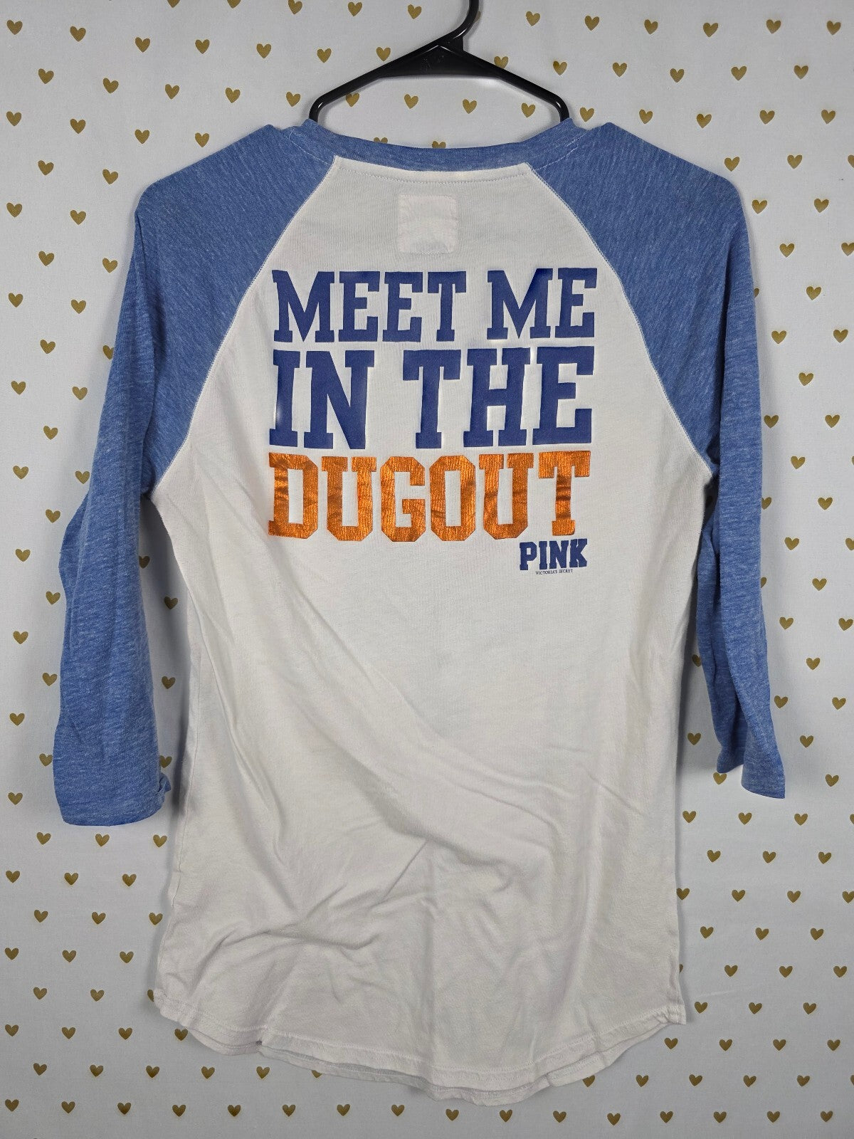 Victoria's Secret PINK NY Mets 5th & Ocean Baseball Raglan Tee Shirt Large L