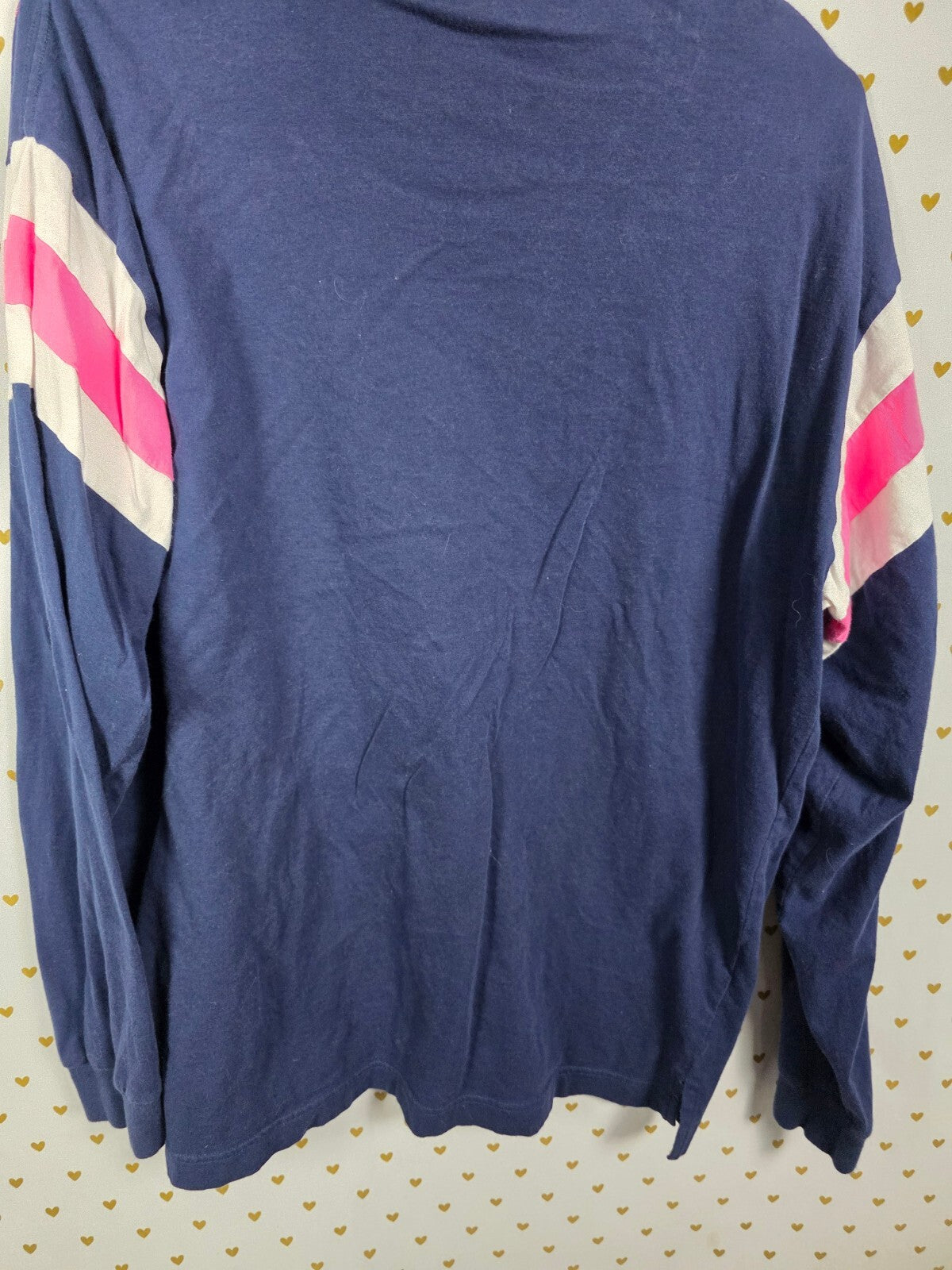 Victorias Secret PINK BLING Logo Tee Shirt Long Sleeve Blue XL