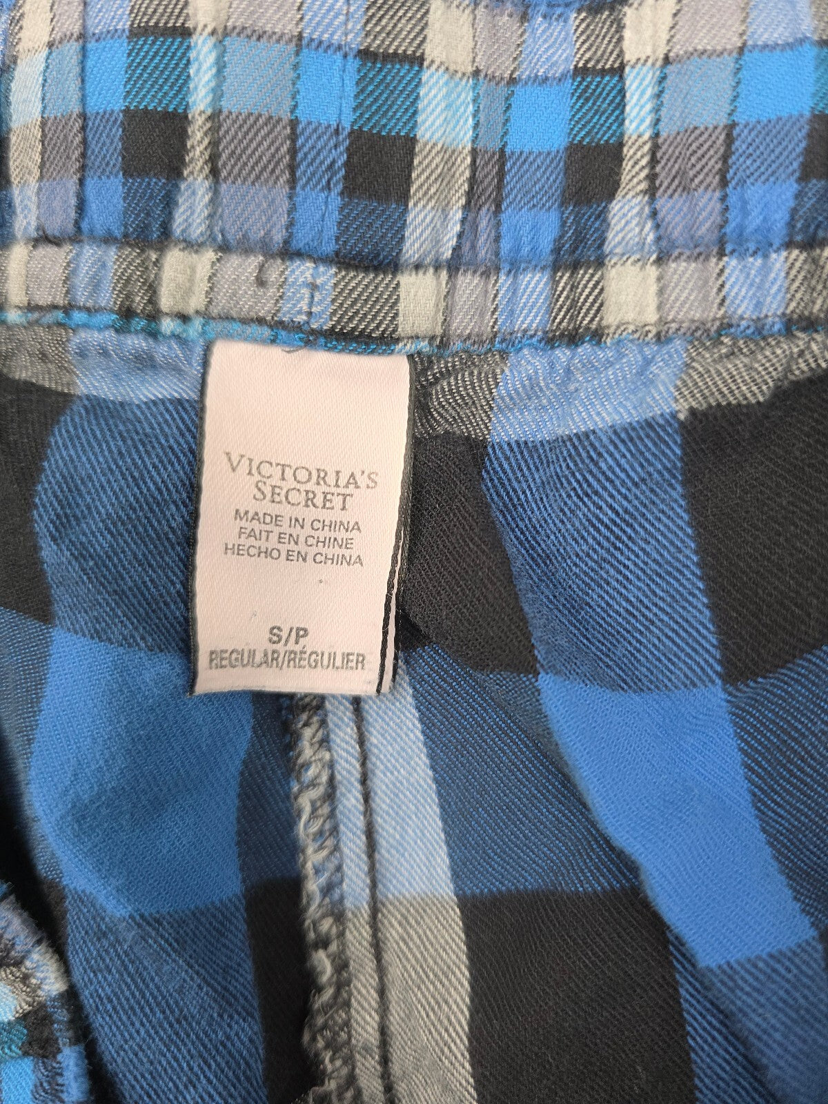Victorias Secret Blue Plaid Small Sleep Pants Pajama PJ Bottoms