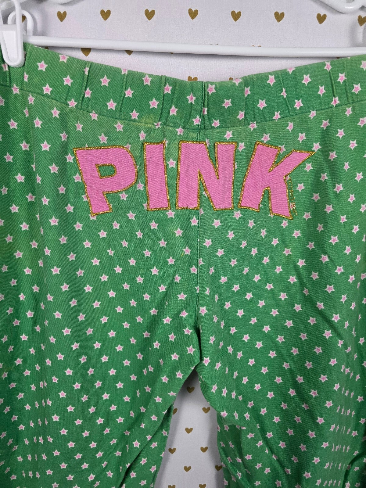 Victorias Secret Green Pink Medium Stars Sleep Pants Pajama PJ Bottoms