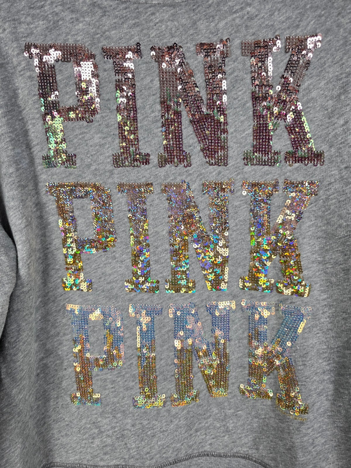 Victorias Secret Pink Gradient Bling Sequined Full ZIp Hoodie Jacket LARGE
