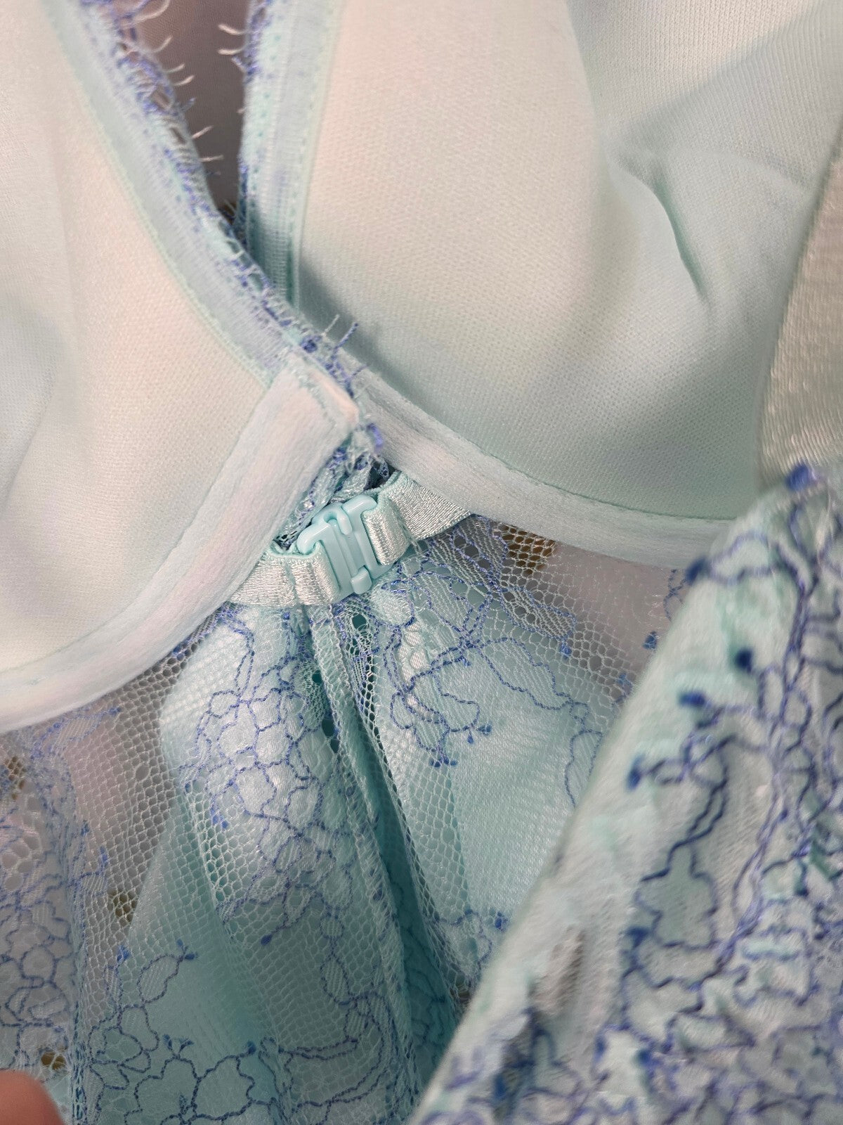 Victoria's Secret 36C Blue Lace Babydoll Chemise Lingerie Y2K Satin Bow