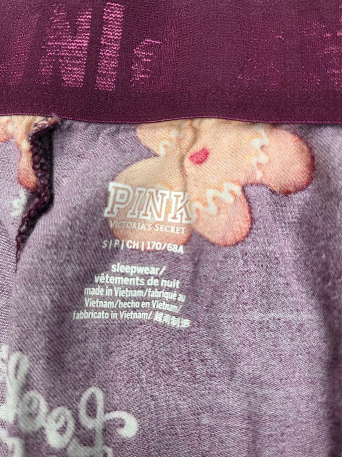 Victorias Secret PINK Gingerbread Man SMALL Sleep Shorts Boxers Pajama Bottoms