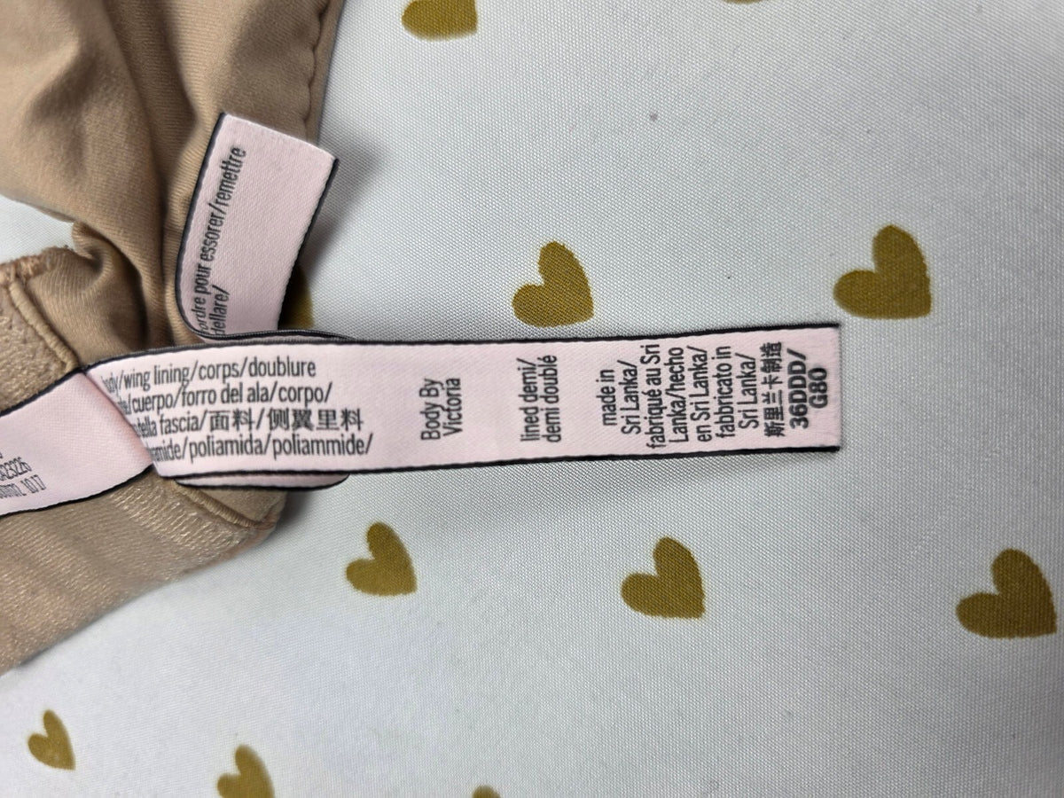 Victorias Secret Beige Lined Demi Balconette Bra 36DDD