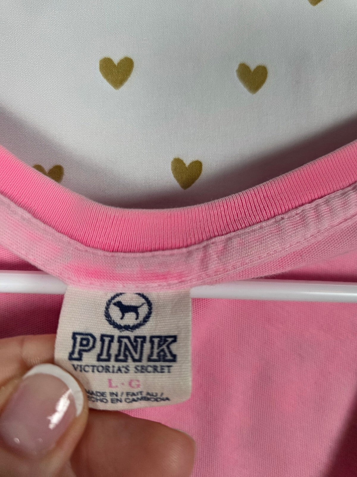 Victorias Secret PINK V Neck Leopard Cheetah Logo Tee shirt Large