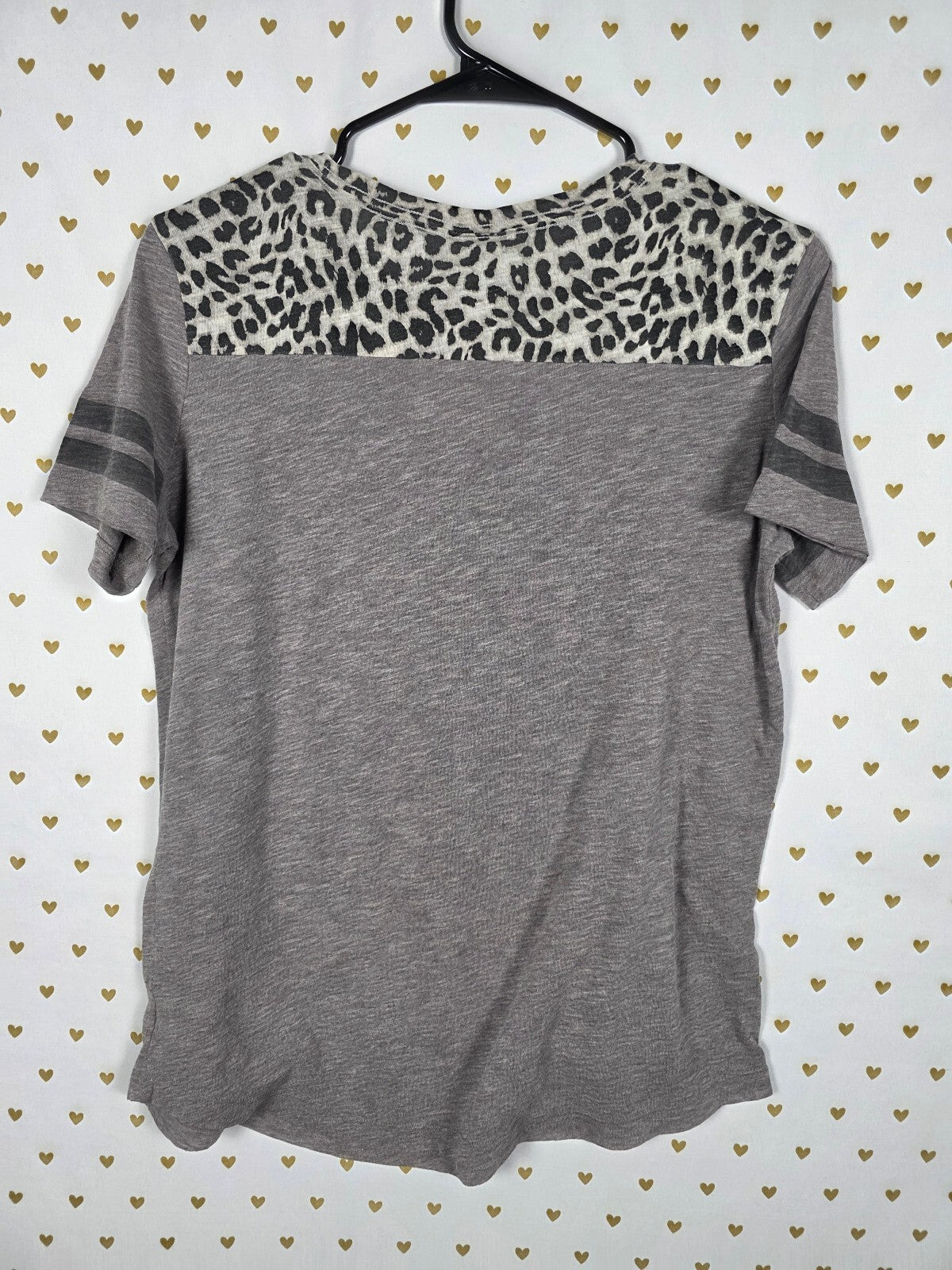 Victorias Secret PINK Cheetah Leopard Colorblock Grey Tee shirt SMALL