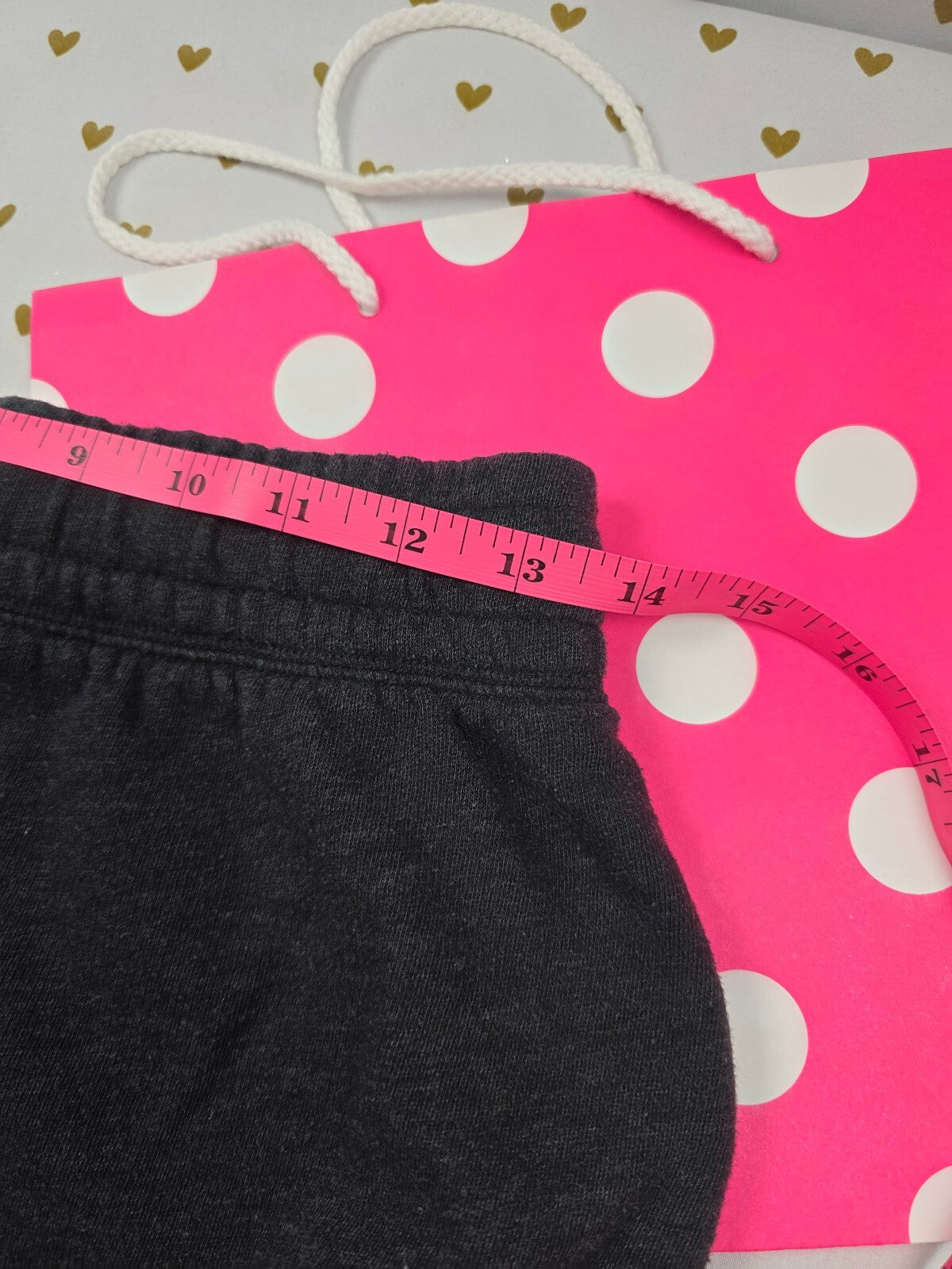 PINK Victoria's Secret Sequin Logo Lounge Shorts Gray Fleece Drawstring Small