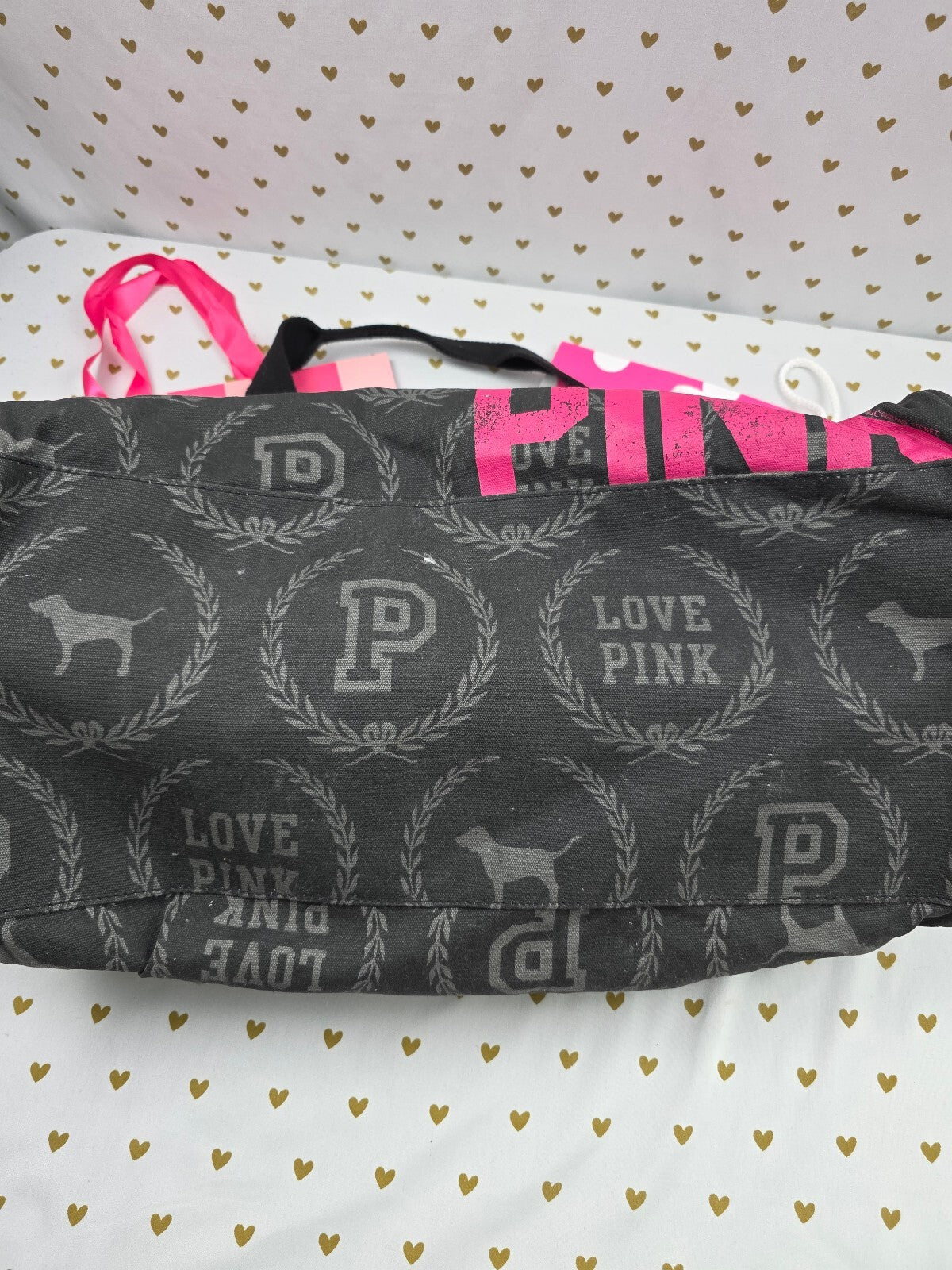 Vintage 2010 Victoria's Secret PINK LOVE PINK Duffle Cosmetic Bag Set Y2K