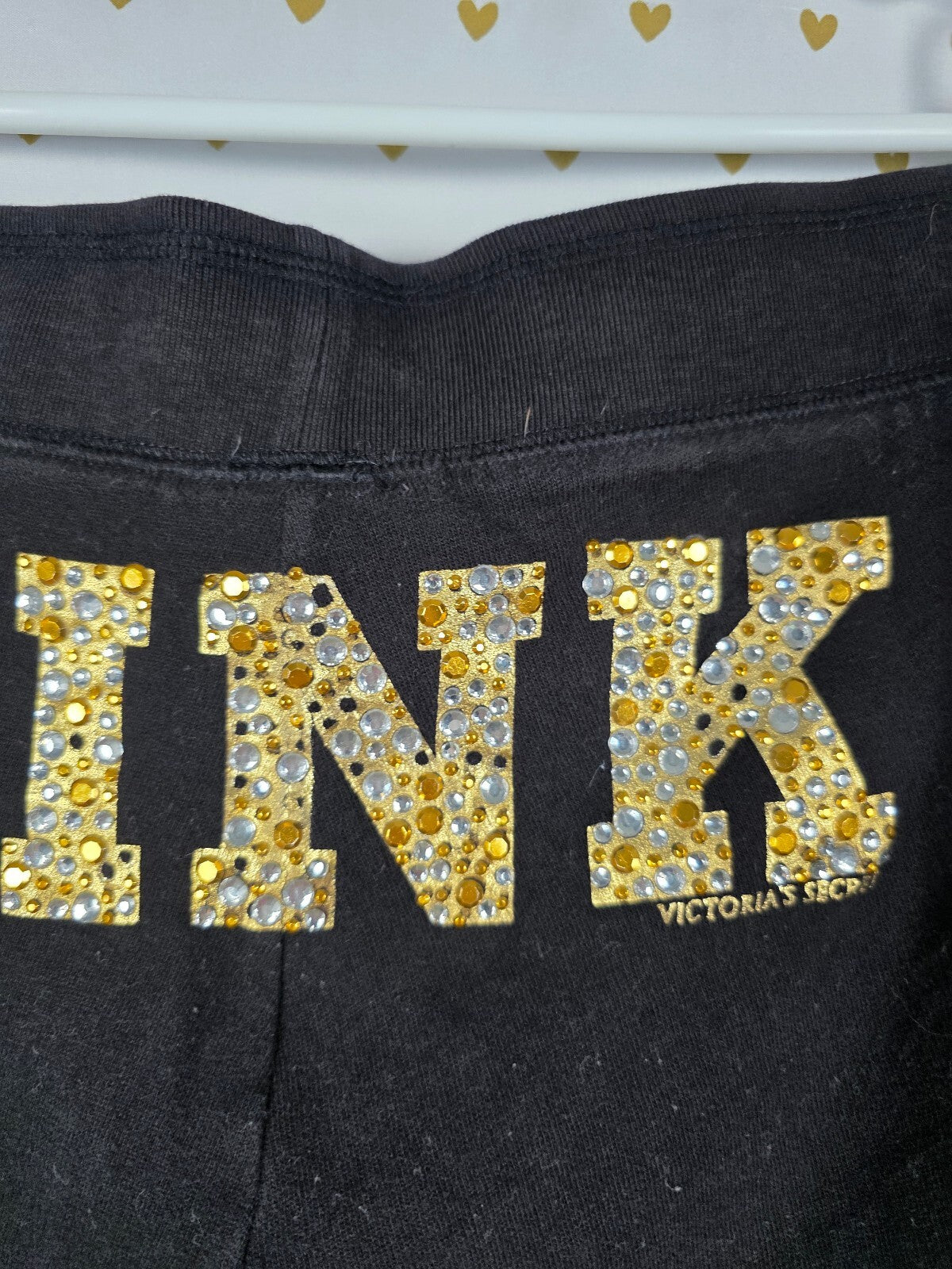 Victorias Secret PINK GOLD BLING PEACE Joggers Sweatpants Sweats Y2k Vintage L