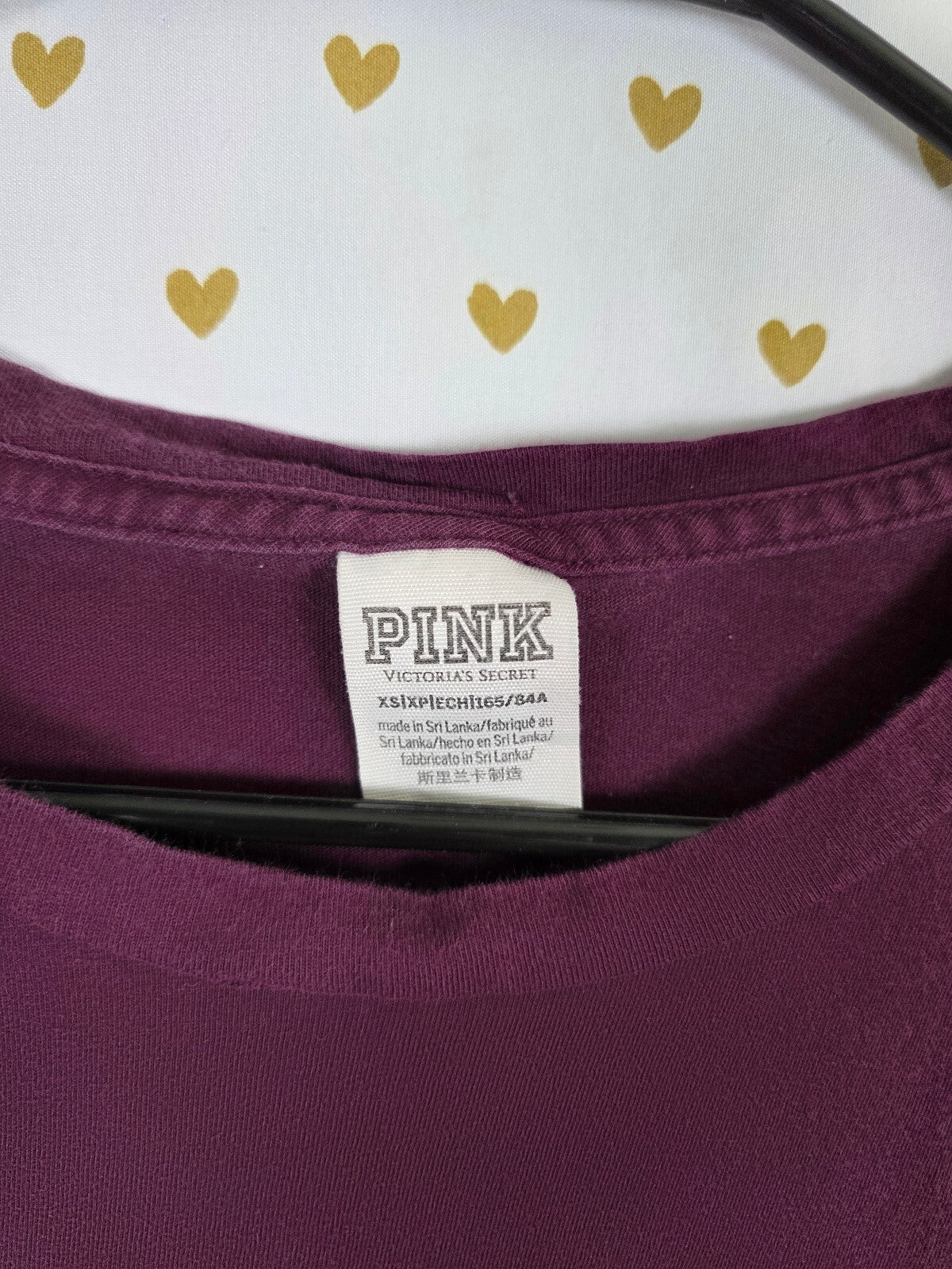 Victorias Secret PINK Maroon Leopard Cheetah Logo Tee shirt XS
