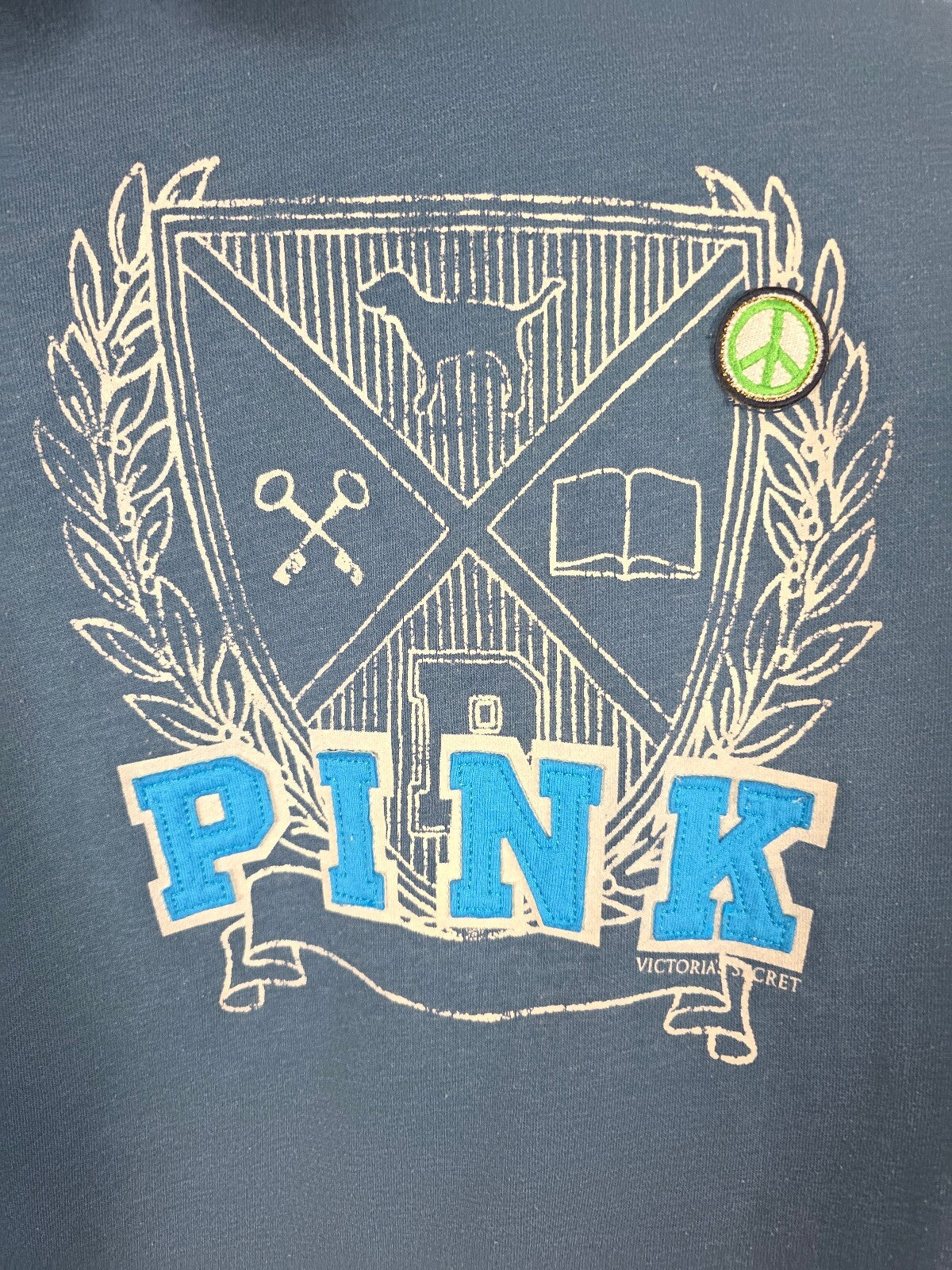 Victorias Secret Pink VINTAGE y2k Blue University Full zip hoodie Jacket SMALL