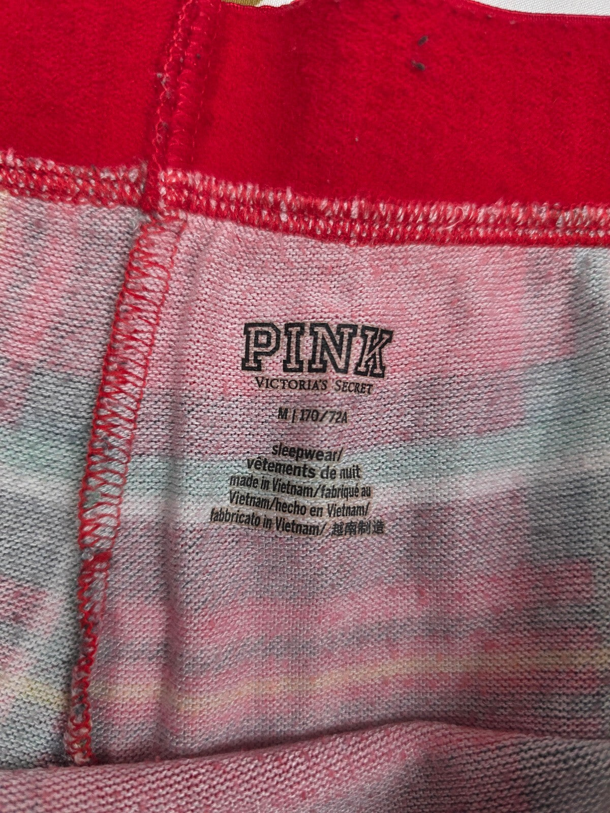Victorias Secret Pink Stretch Plaid Tapered Medium Sleep Pants Pajama PJ Bottoms