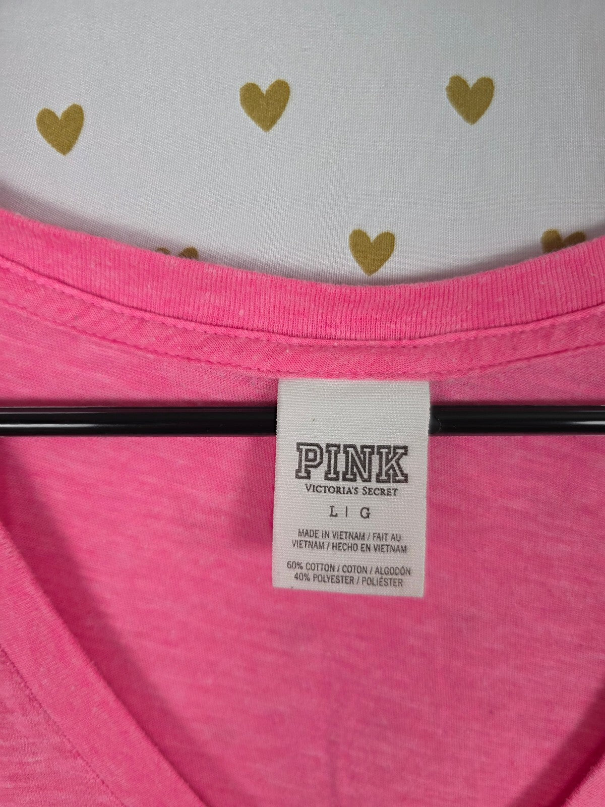 Victorias Secret PINK BLING Gold Sequined V neck Tee shirt LARGE