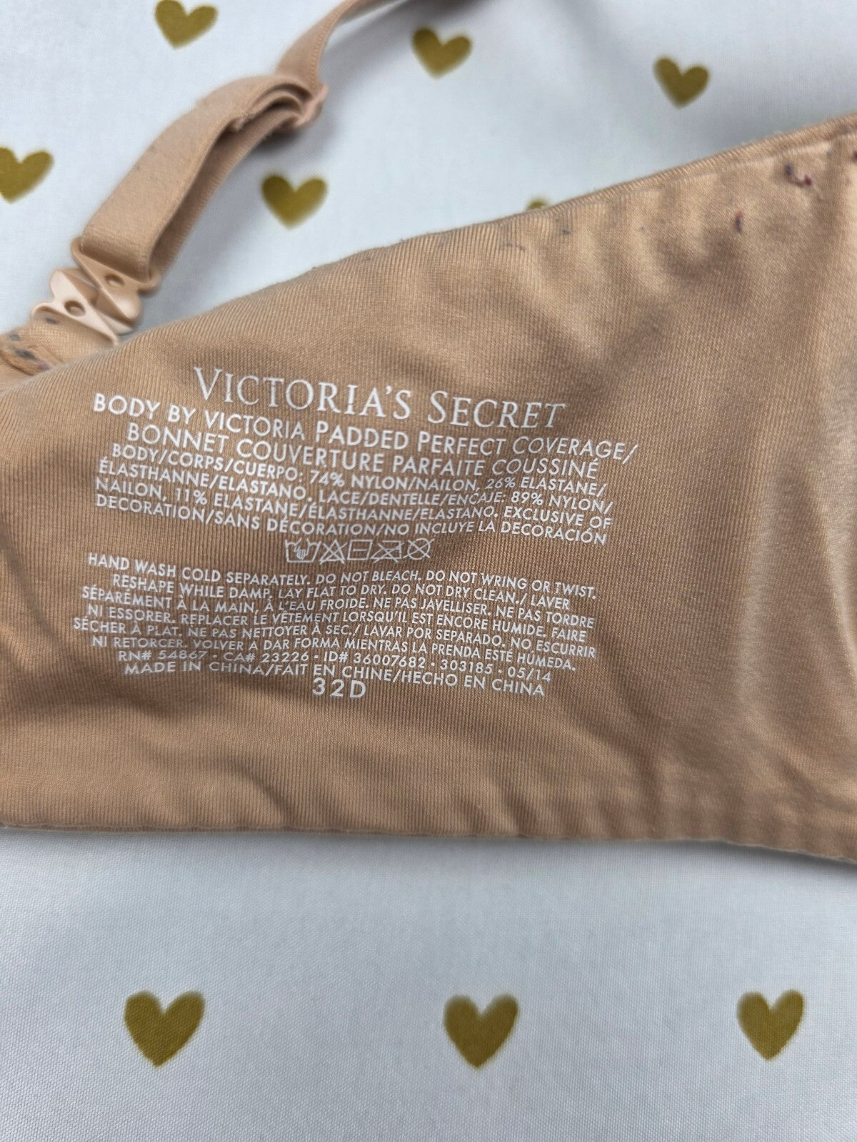 Victorias Secret Beige Underwire Padded Perfect Coverage Bra 32D