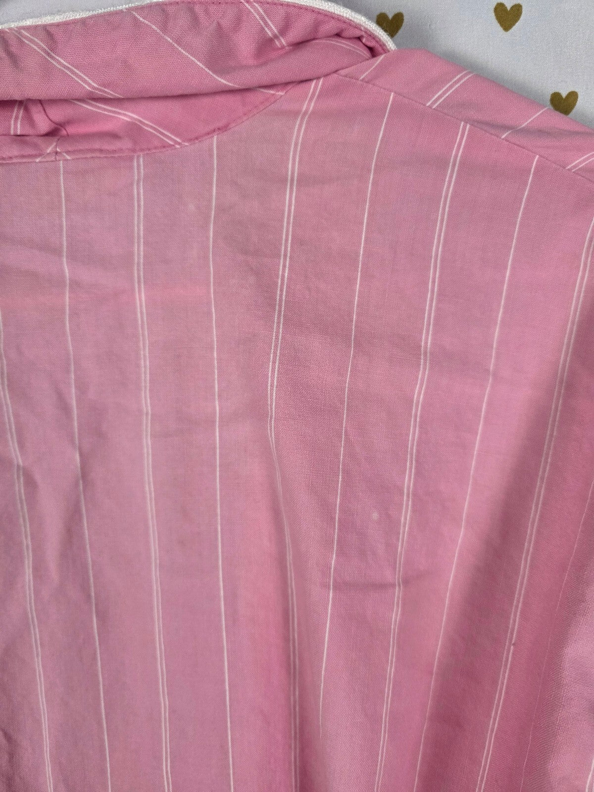 Vintage Victoria's Secret Gold Label Pink White Stripe Cotton Robe Long Belted