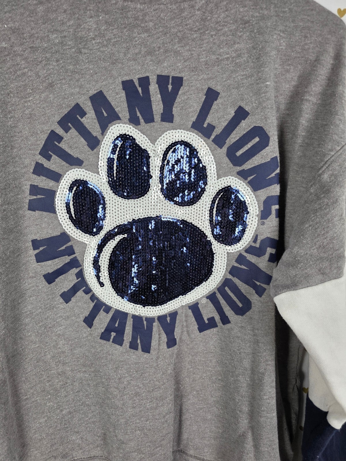 Victorias Secret Pink NITTANY LIONS Bling Paw Quarter Zip Sweater Shirt SMALL