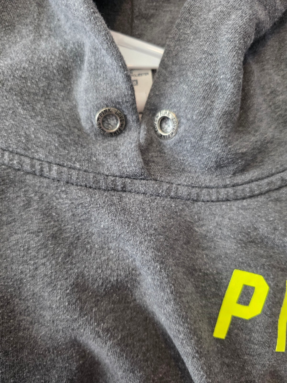 Victorias Secret Pink Vintage soft Grey Neon Logo Hoodie Jacket Medium