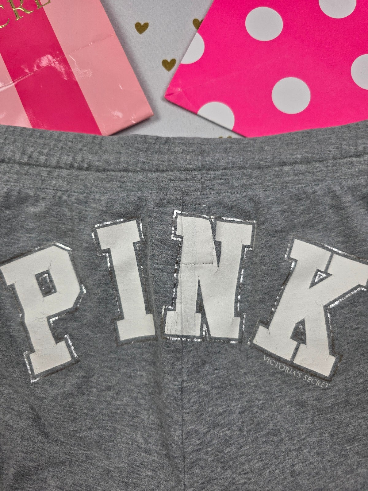 Vintage Y2K Victoria's Secret PINK 86 Dog Micro Mini Shorts M Grey