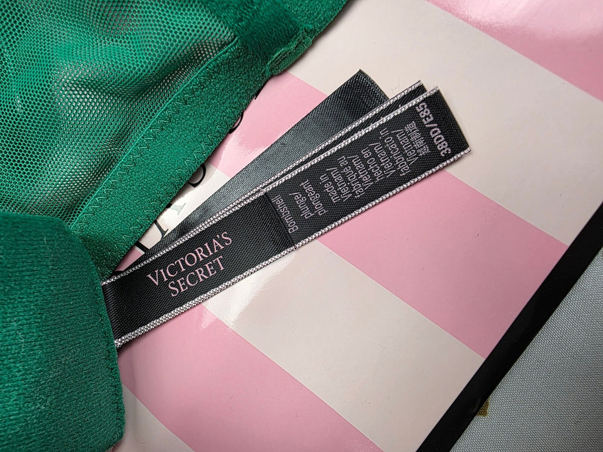 Victorias Secret Green Bombshell add 2 Sizes Bling Strap Bra Push Up 38DD Plunge