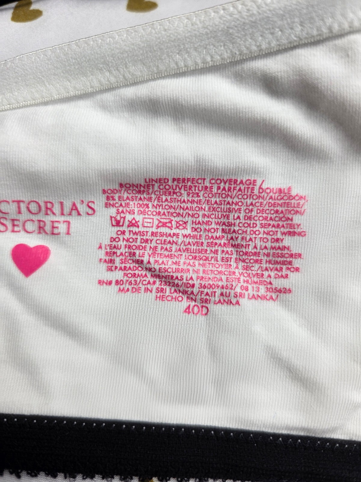 Victorias Secret Striped Iconic 40D Cotton Perfect Coverage Bra