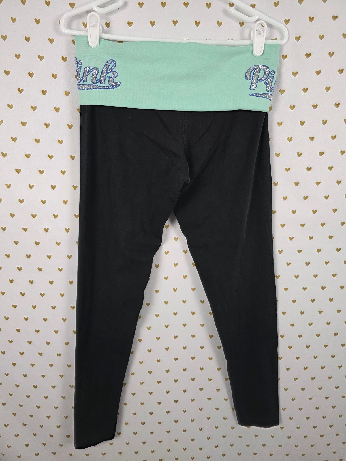 Victorias Secret PINK Vintage y2k FOLDOVER Yoga Pants Medium Skinny Ankle BLING