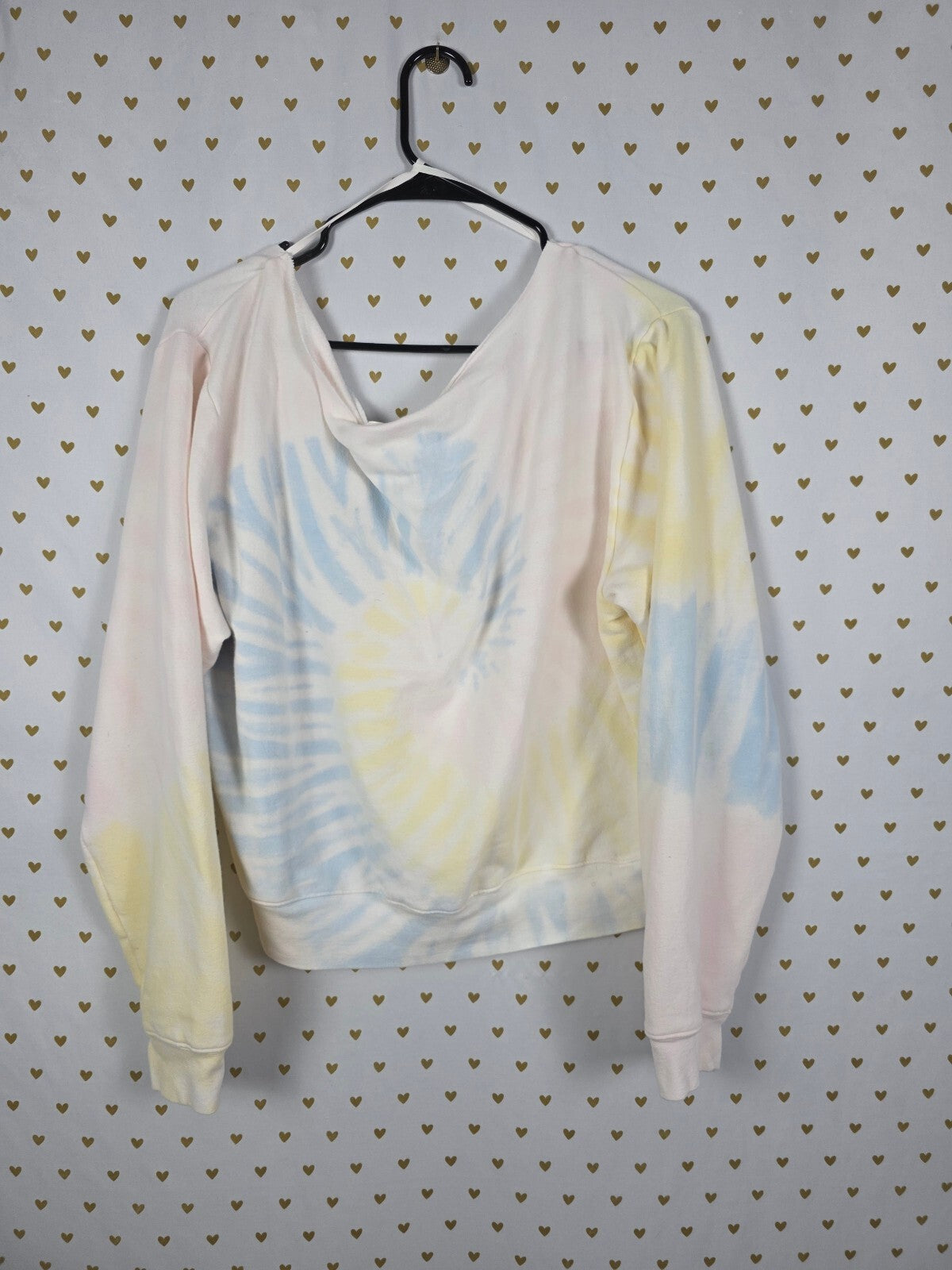 Victorias Secret Pink Slouchy Off Shoulder tye dye sweater shirt XL