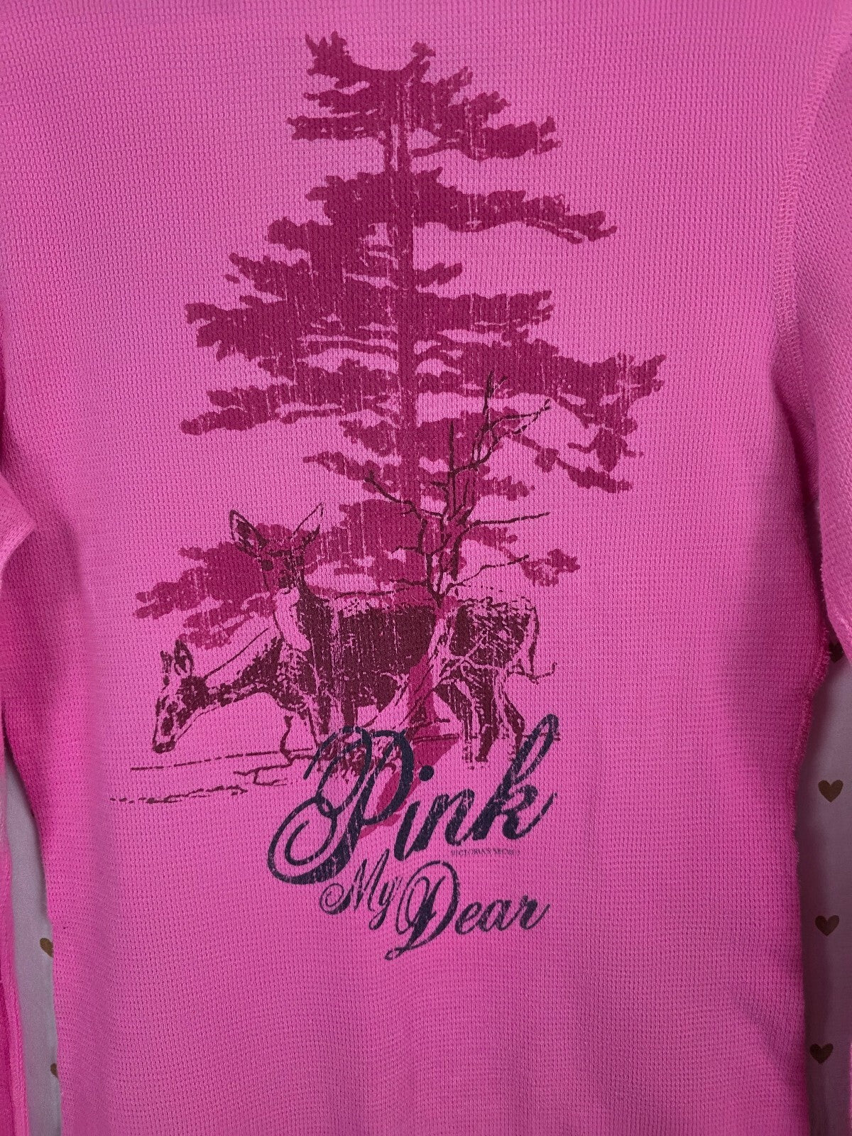 Vintage Victoria’s Secret PINK My Dear Deer Thermal Henley Shirt M Y2K