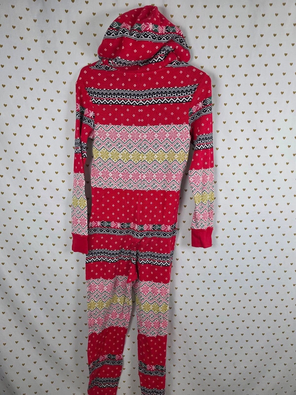 Victoria's Secret Fair Isle Pom Pom Hooded Onesie Pajamas S Christmas Thermal