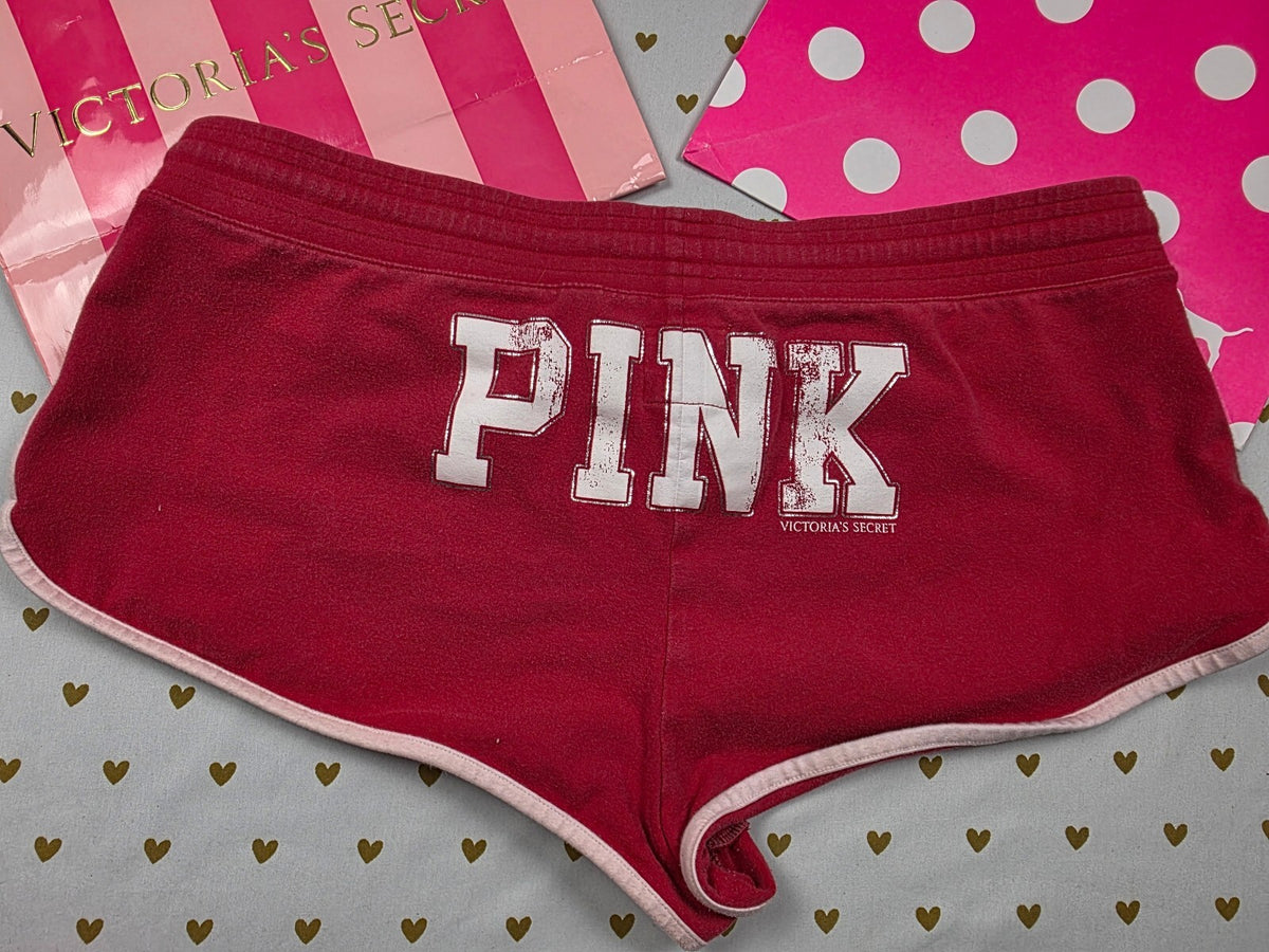 Vintage Y2K Victoria's Secret PINK 86 Dog Micro Mini Shorts M Red
