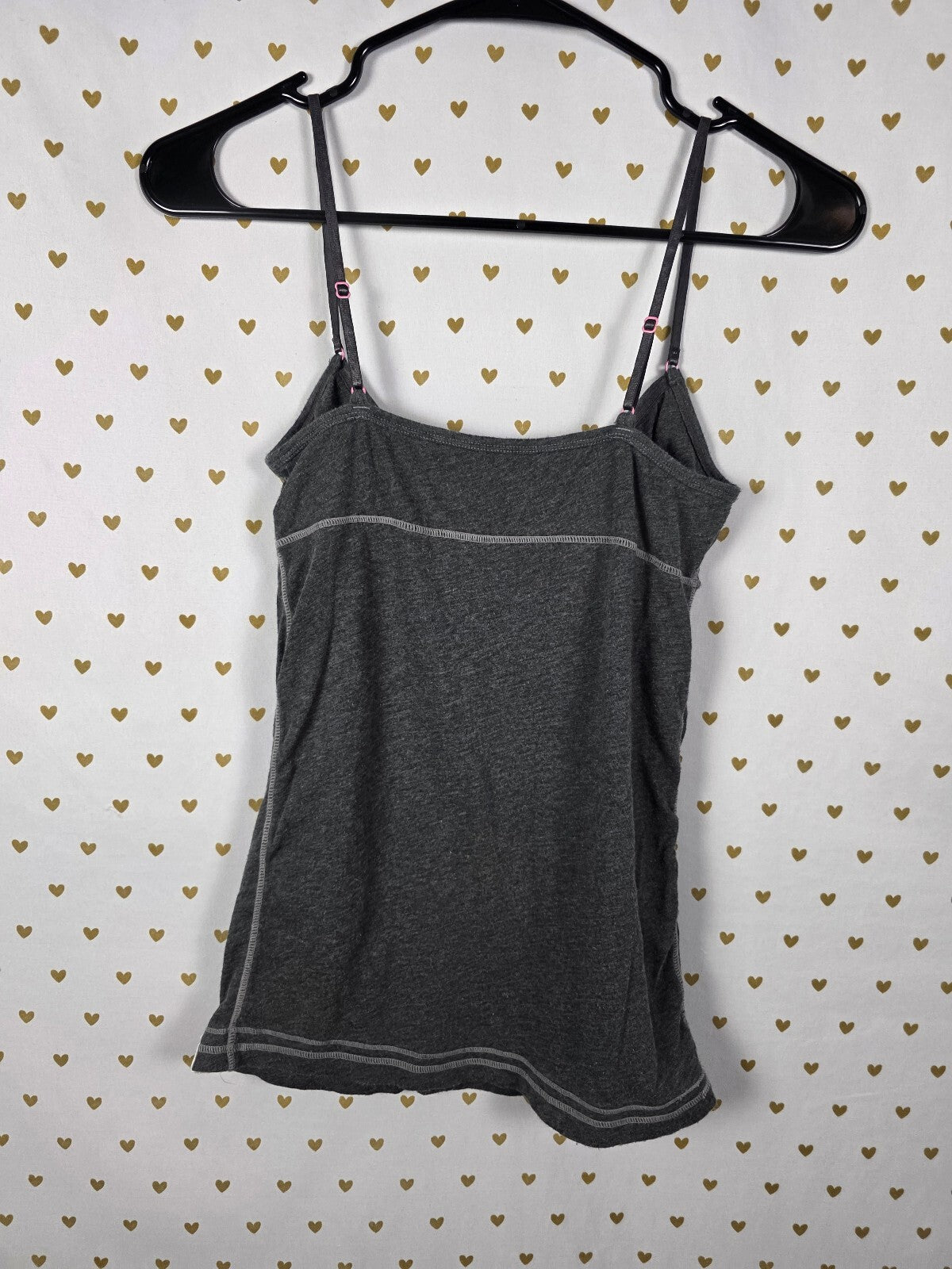 Victoria's Secret PINK Gray Cami Tank Top Pink Hardware Shelf Bra S Y2K