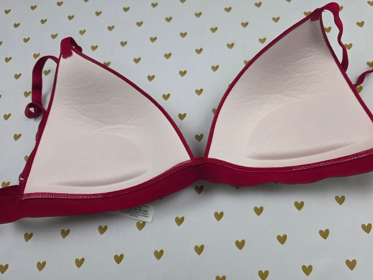Victorias Secret Pink Red Bling Studded Large Bralette Bra Top Tank