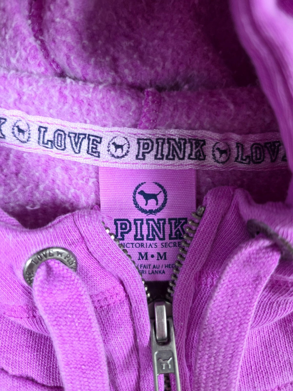Victoria's Secret PINK 1986 Leopard Logo Zip Hoodie Purple Vintage Medium