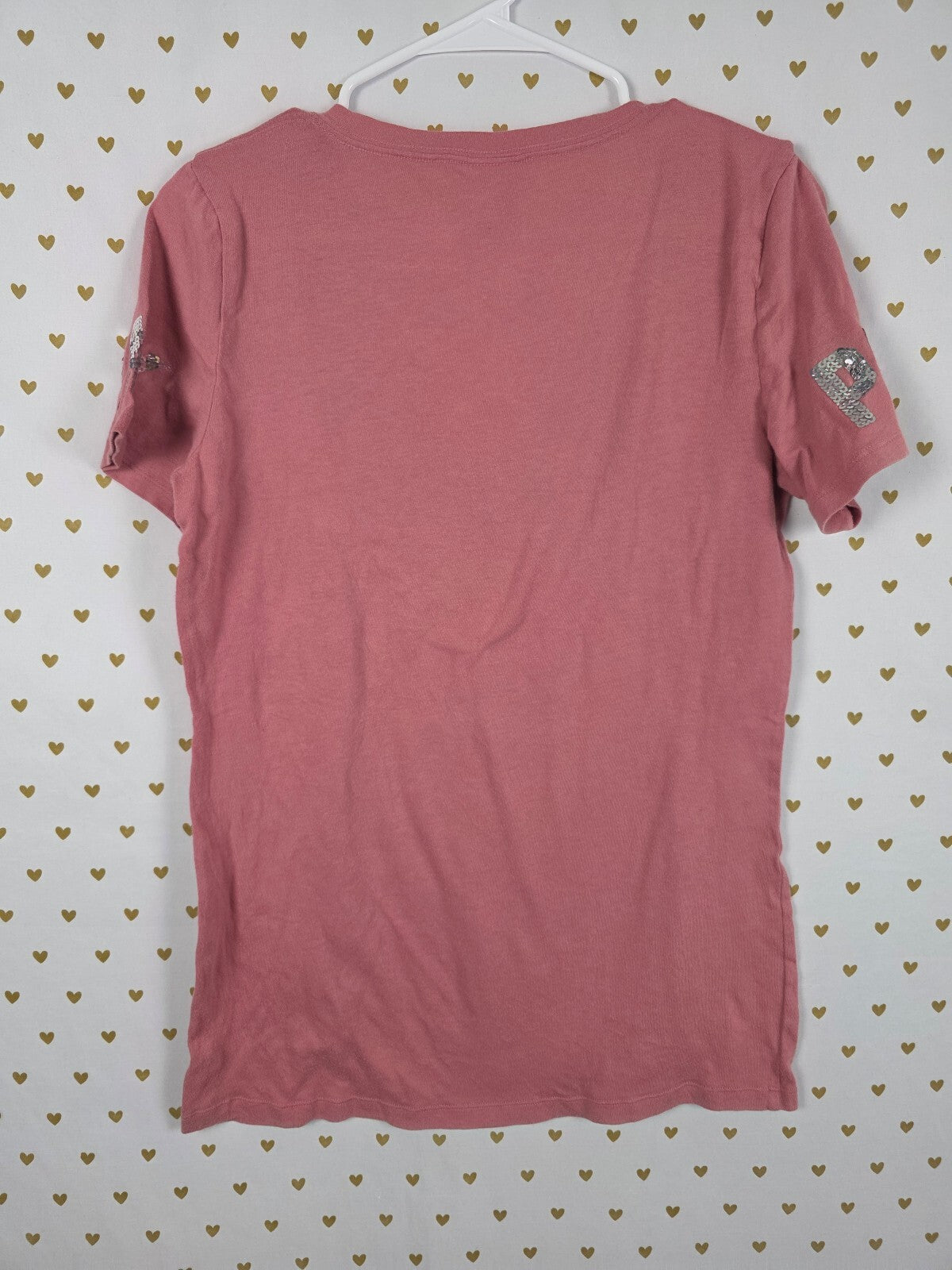 Victorias Secret PINK V neck sequined Tee shirt Silver Large