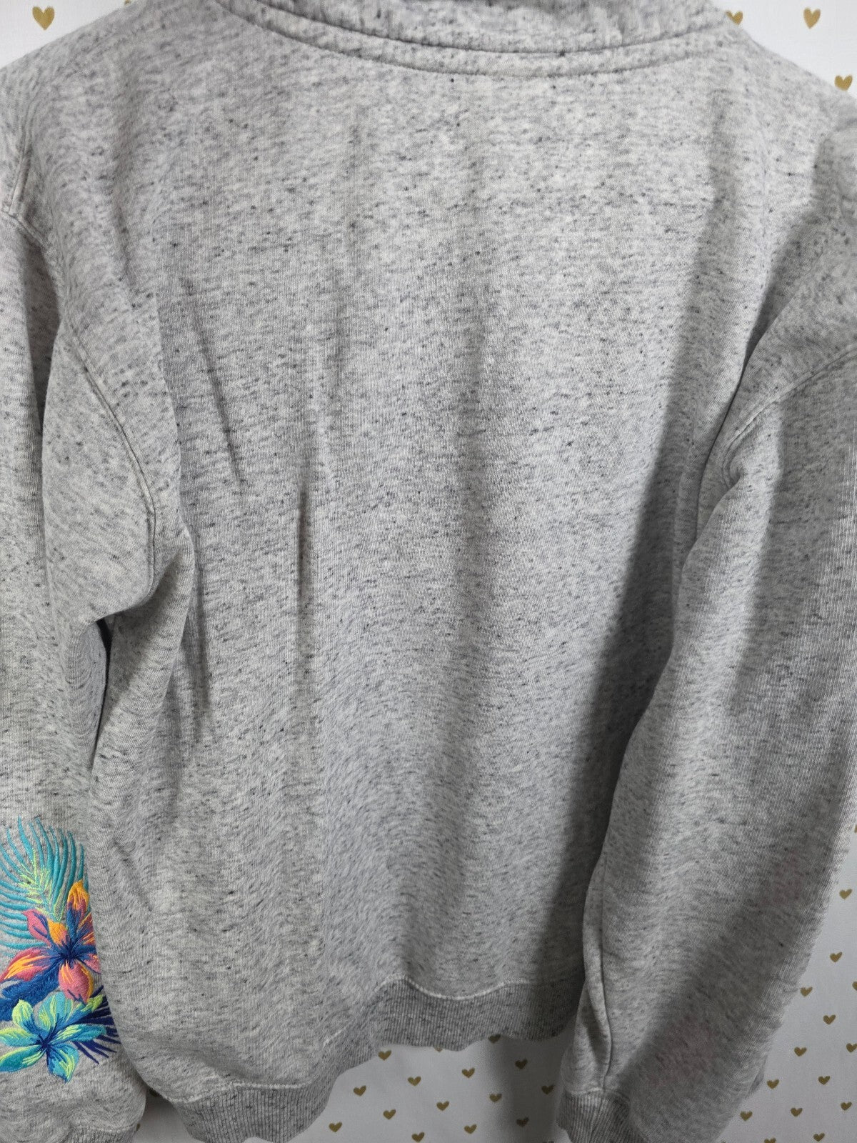 Victoria's Secret PINK Gray Tropical Floral Sleeve 1/4 Zip Sweatshirt Large