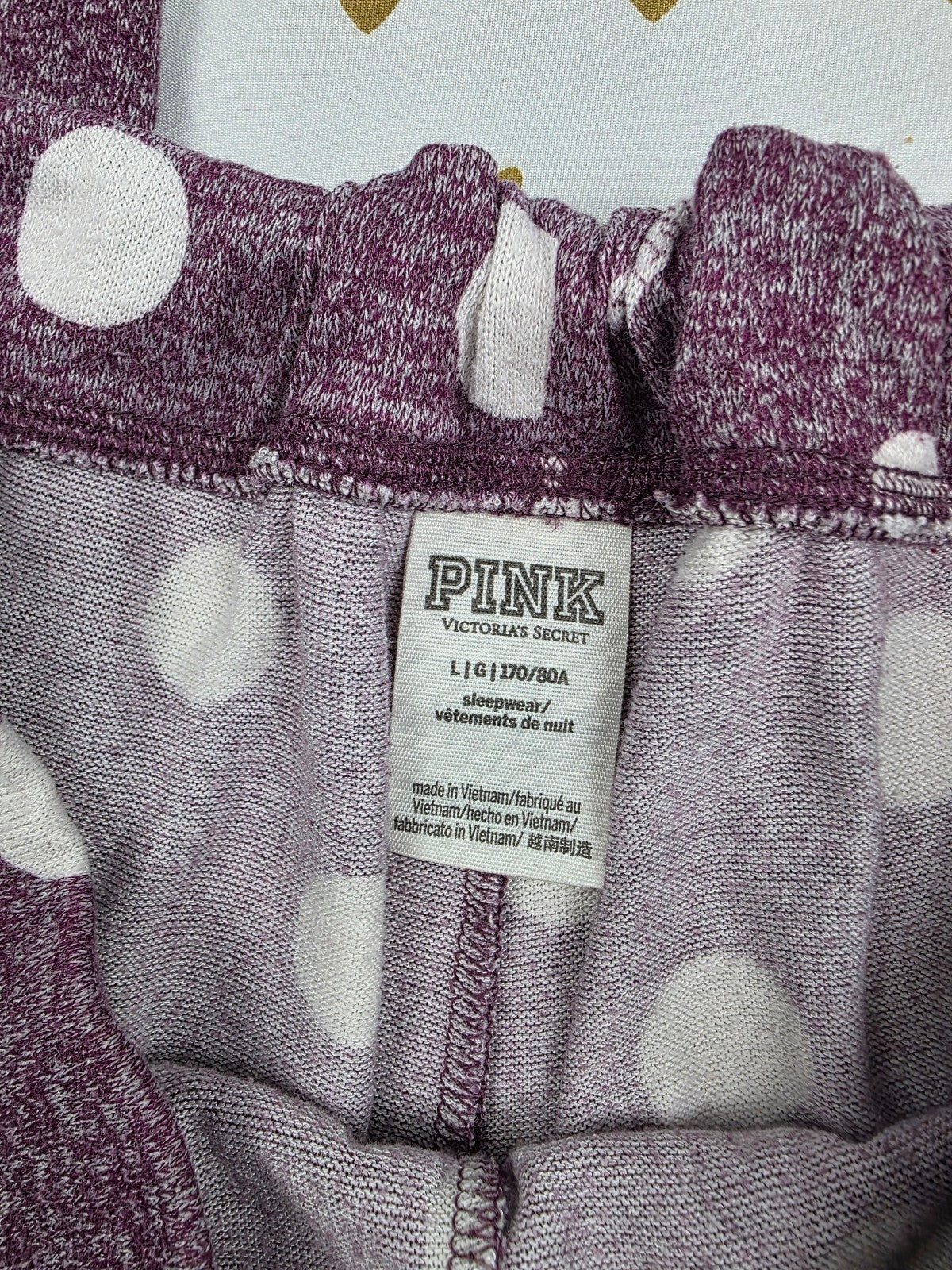 Victorias Secret Pink Soft Polka Dot Large Sleep Pants Pajama PJ Bottoms