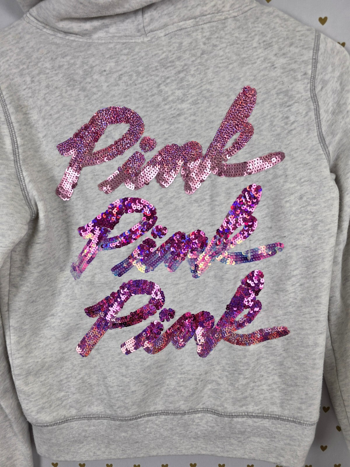 Victorias Secret Pink Gradient Bling Logo Full zip hoodie jacket Grey Small